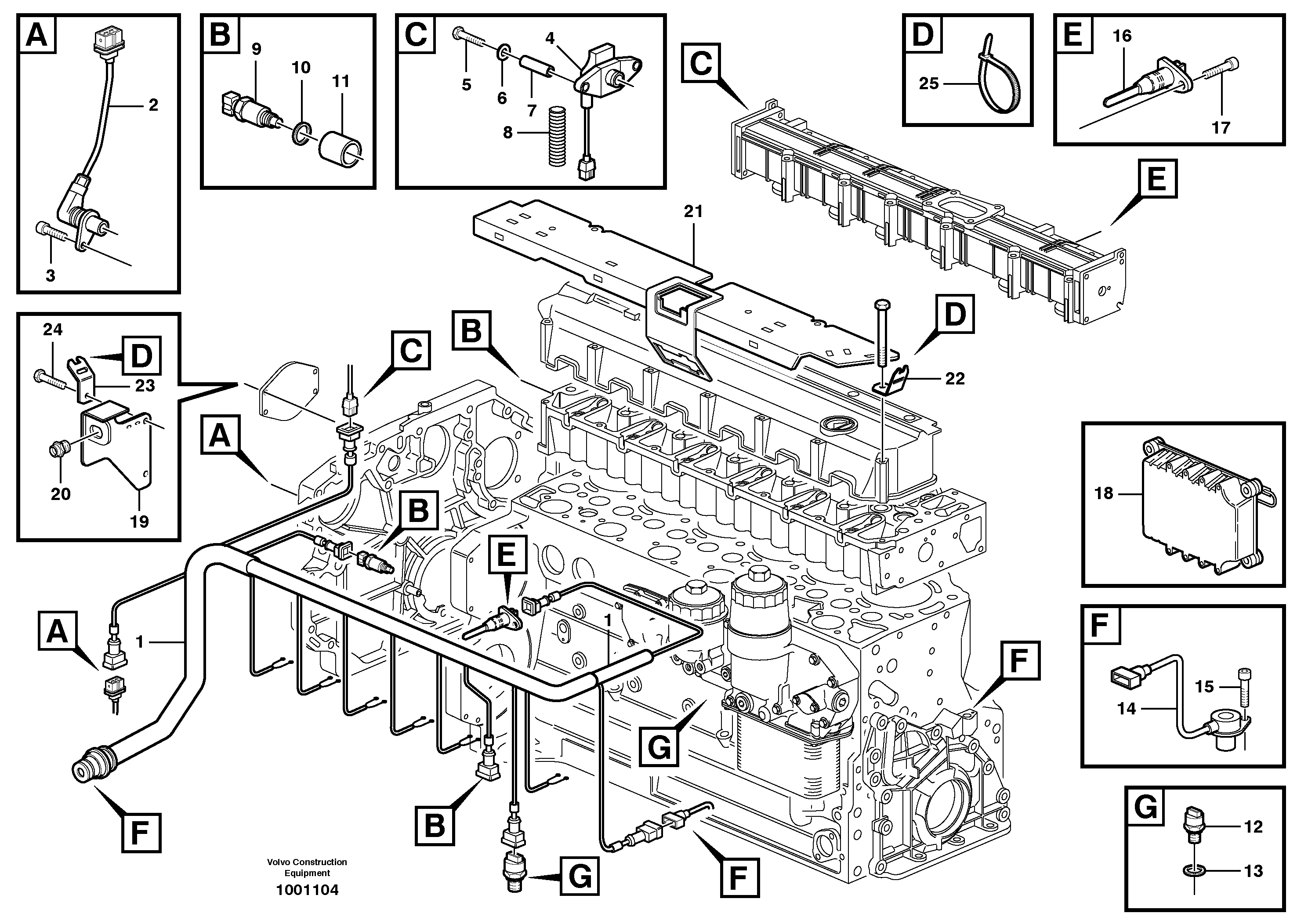 Схема запчастей Volvo EC210B - 35284 Cable harness, engine EC210B