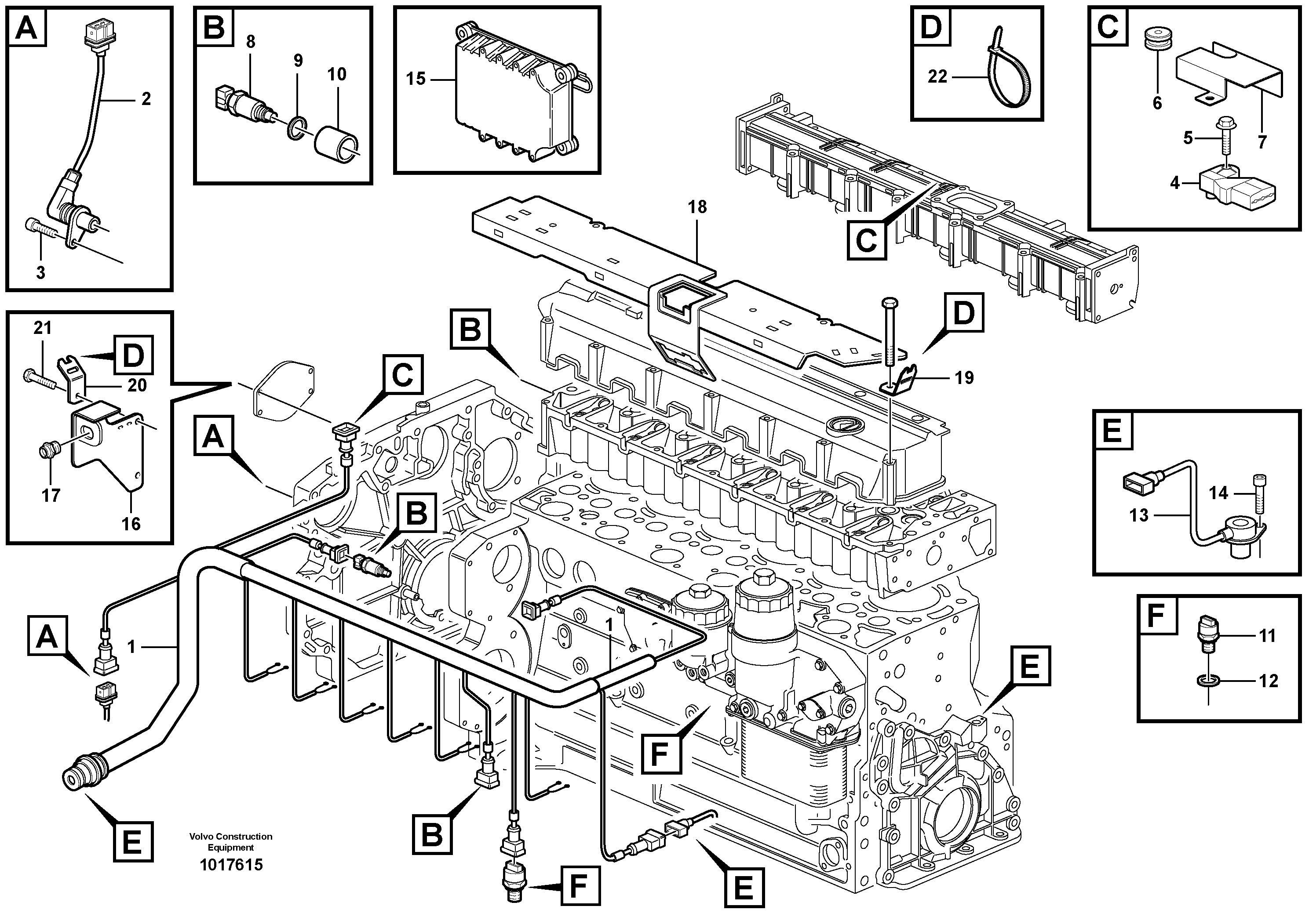 Схема запчастей Volvo EC210B - 42364 Cable harness, engine EC210B