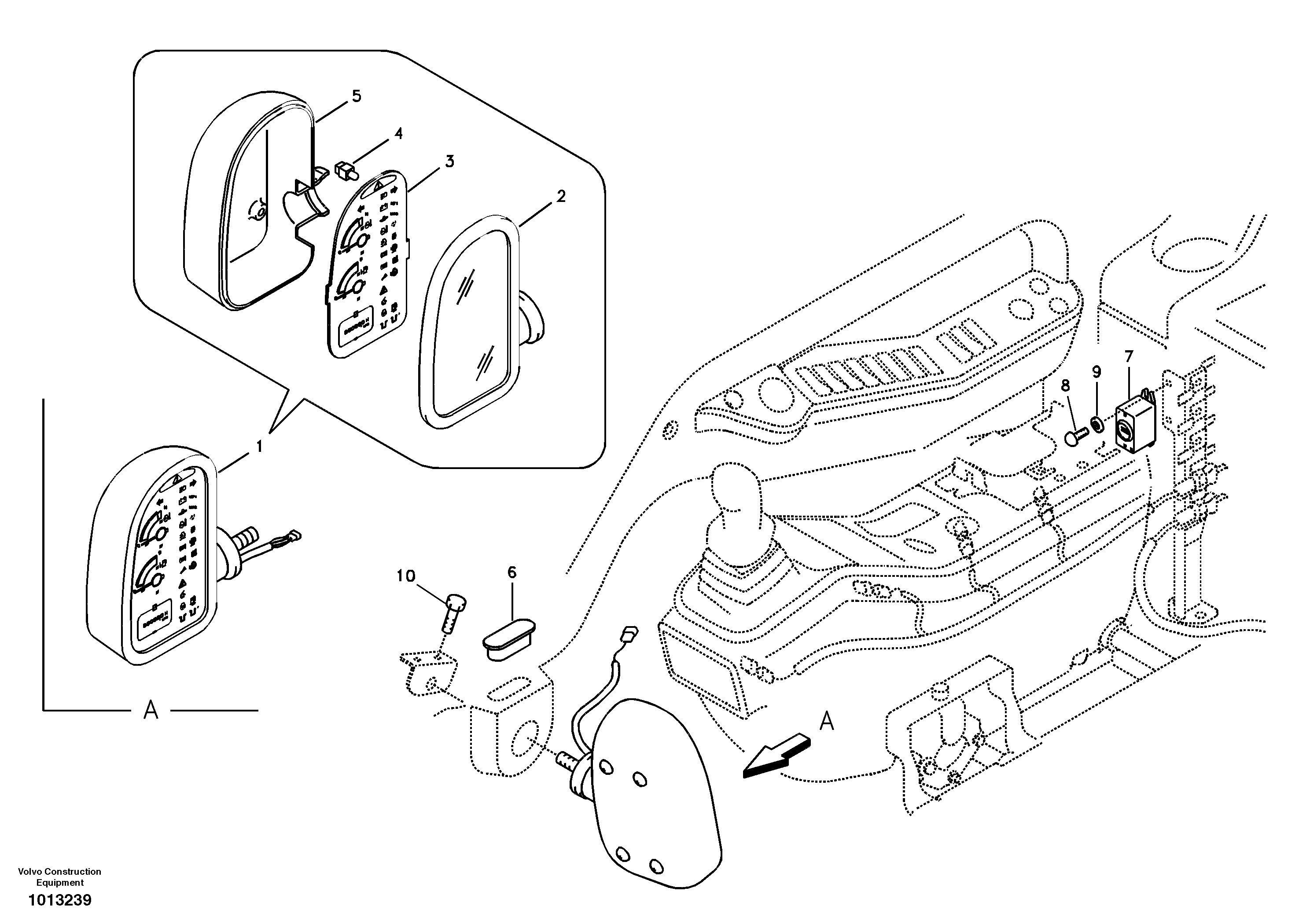 Схема запчастей Volvo EC210B - 59043 Instrument panel, warning unit and information unit EC210B