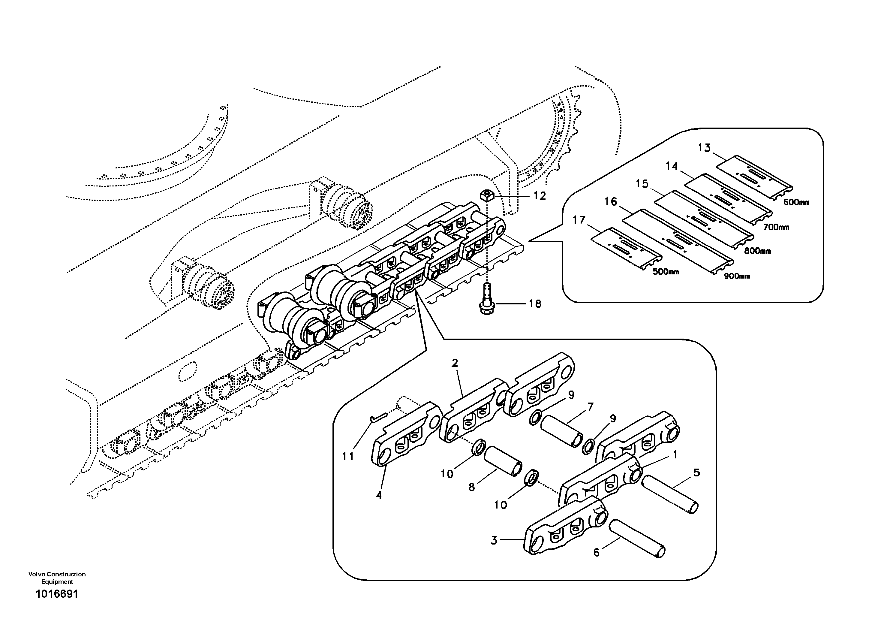 Схема запчастей Volvo EC210B - 13736 Гусеничная цепь EC210B