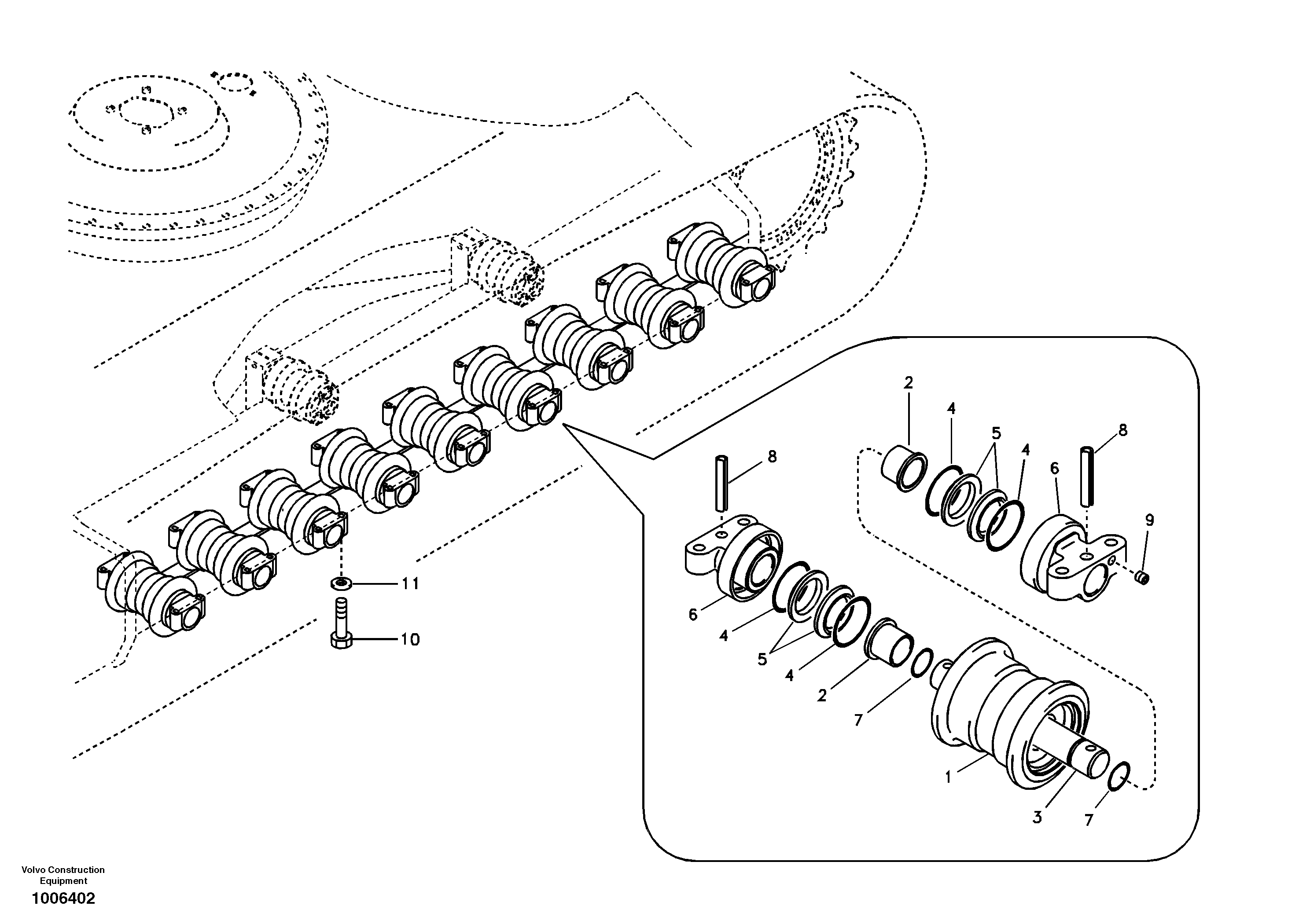 Схема запчастей Volvo EC210B - 17247 Bottom roller EC210B