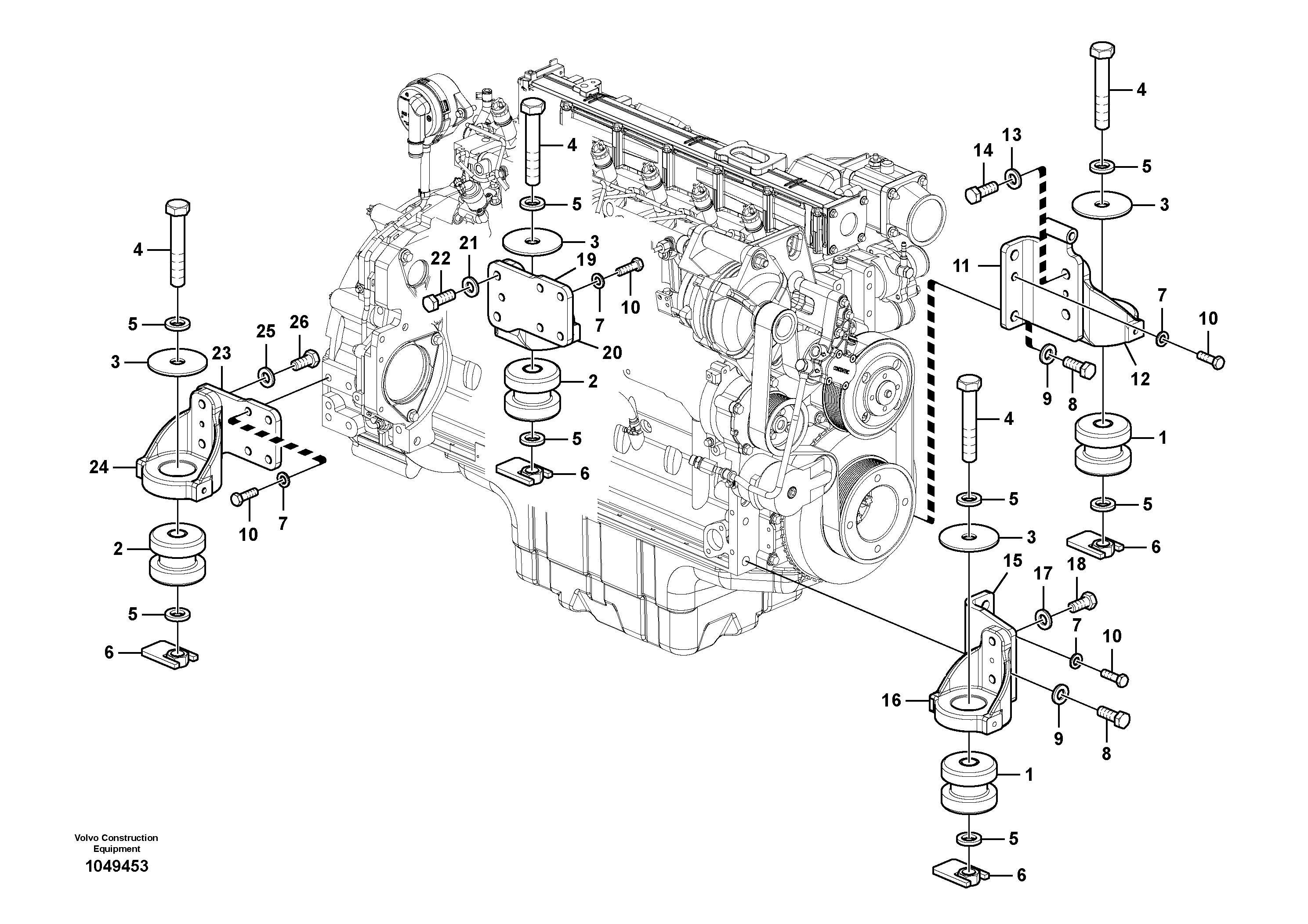 Схема запчастей Volvo EC210B - 93585 Установка двигателя EC210B PRIME S/N 70001-/80001- 35001-