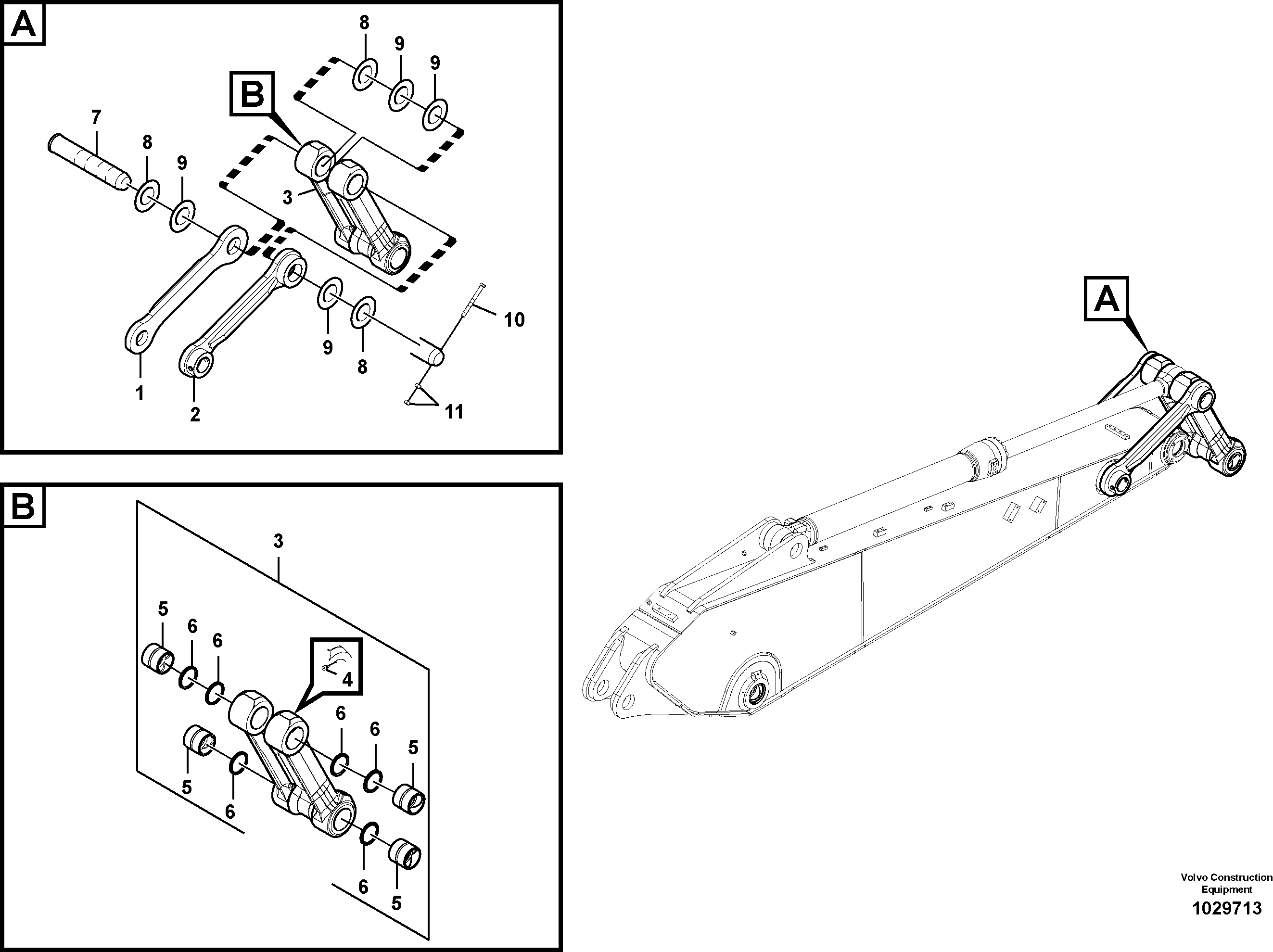 Схема запчастей Volvo EC210B - 100241 Links to connecting rod EC210B PRIME S/N 70001-/80001- 35001-