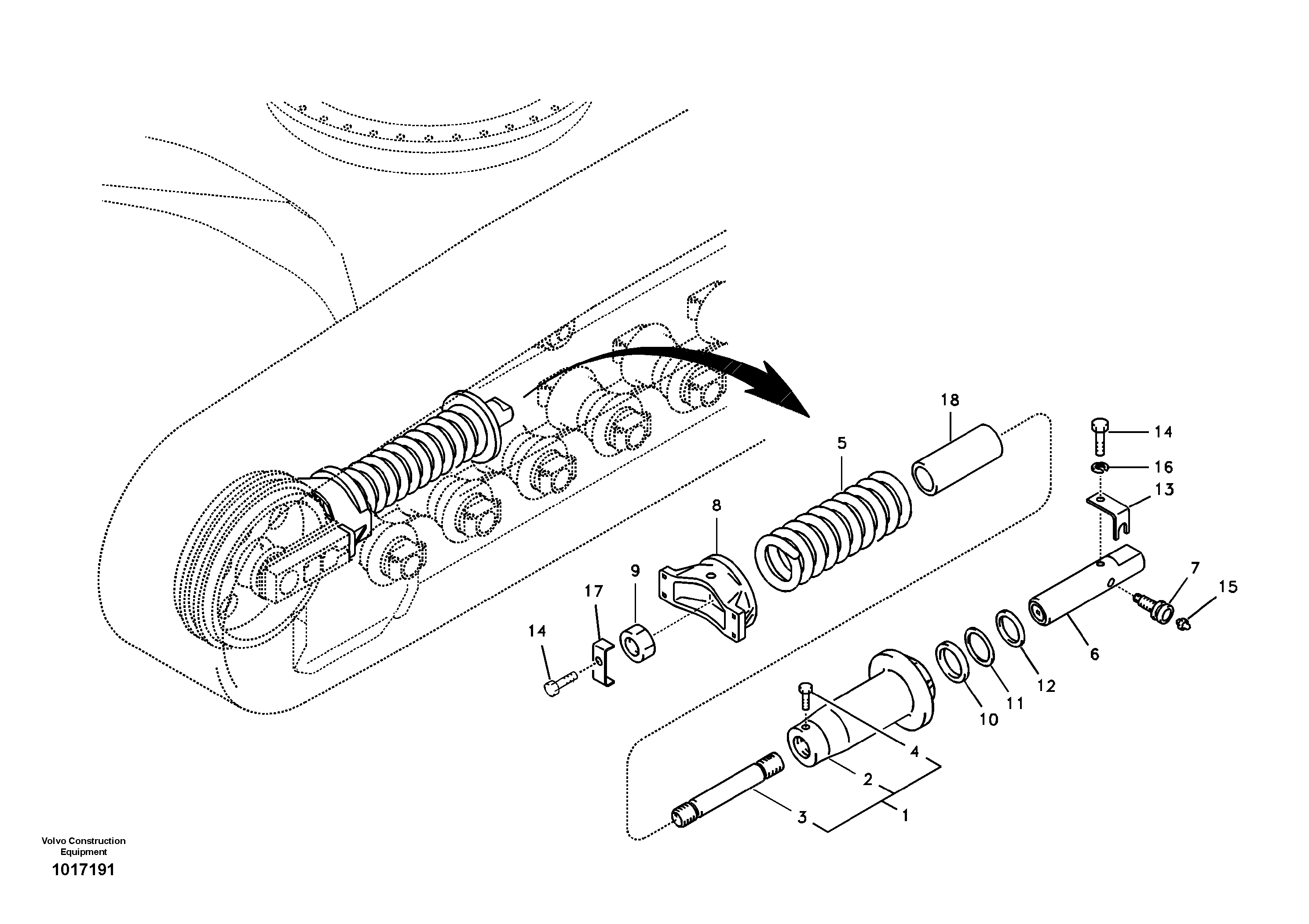 Схема запчастей Volvo EC210B - 72996 Undercarriage, spring package EC210B