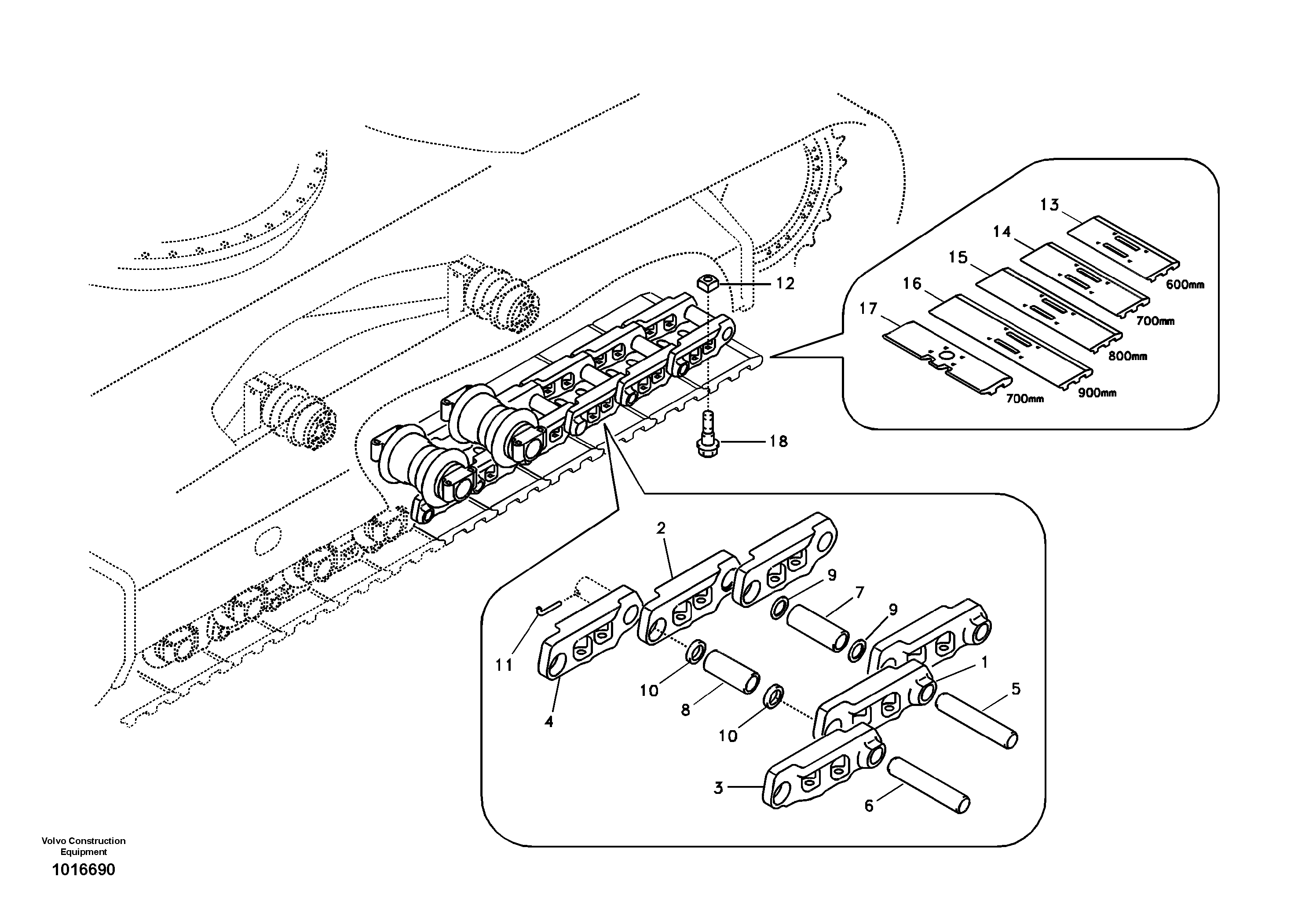 Схема запчастей Volvo EC210B - 7639 Гусеничная цепь EC210B