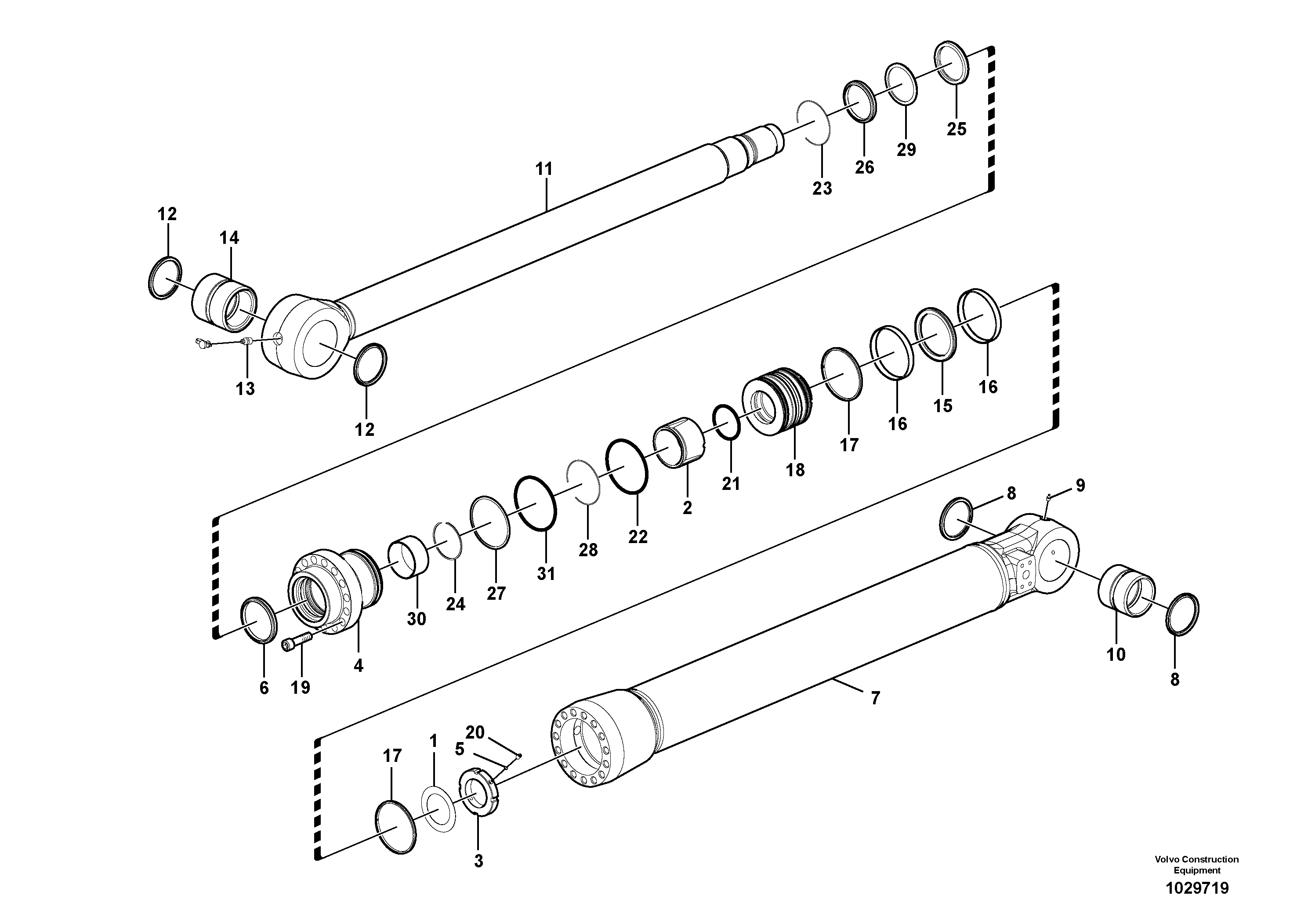 Схема запчастей Volvo EC210B - 104201 Bucket cylinder, long reach EC210B PRIME S/N 70001-/80001- 35001-