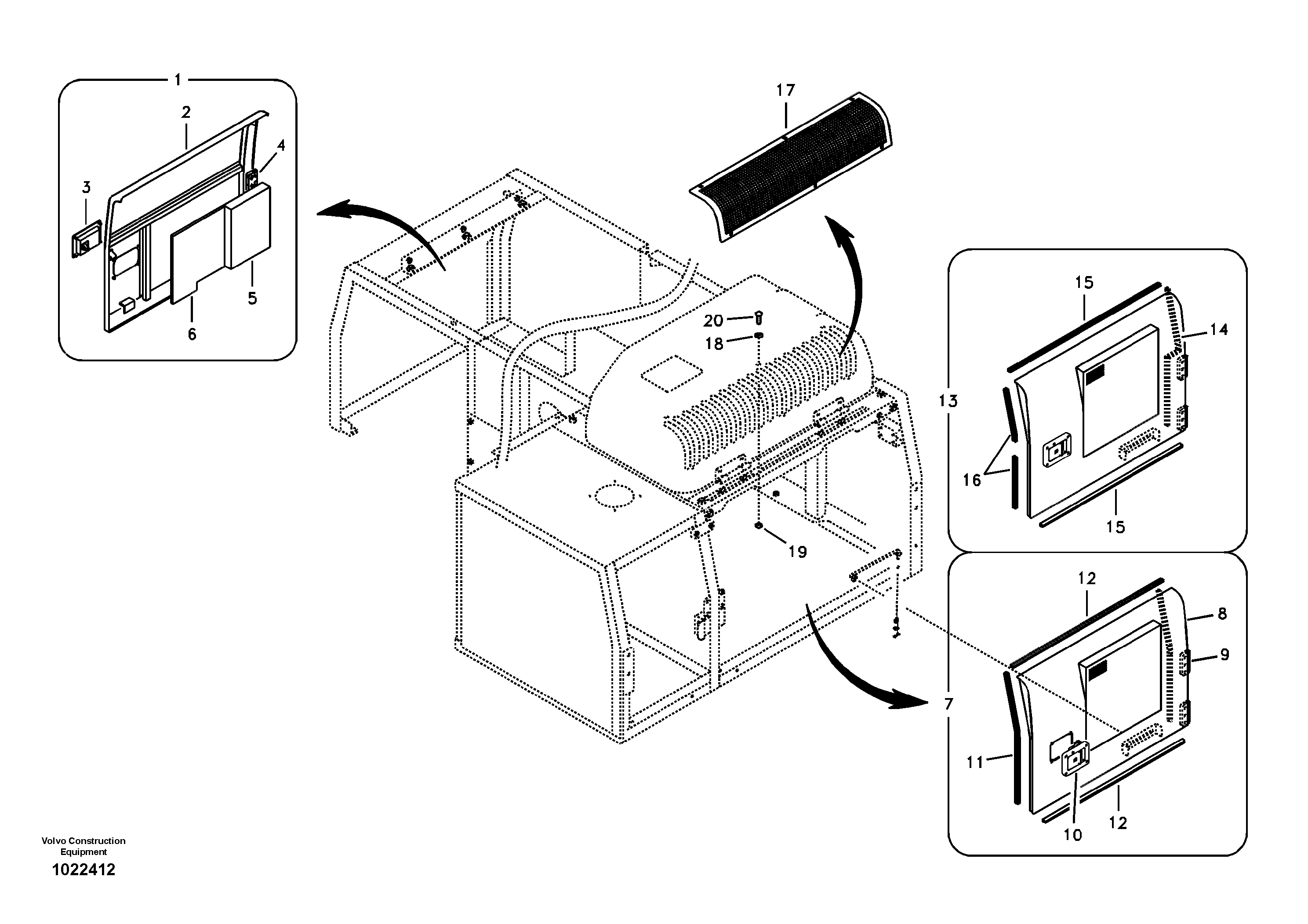 Схема запчастей Volvo EC210B - 33158 Auxiliary hood, side door EC210B