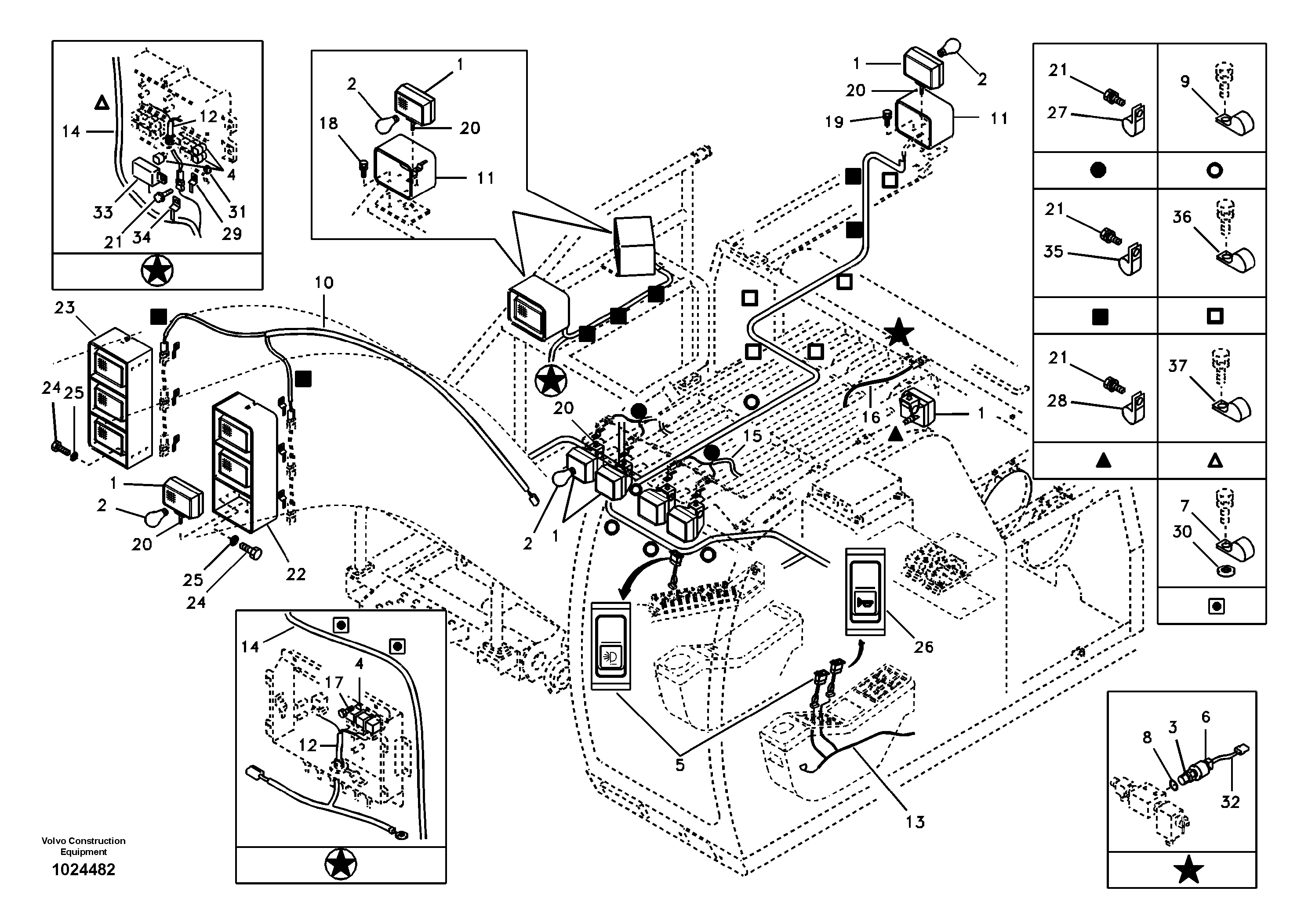 Схема запчастей Volvo EC210B - 78095 Work lights, extra EC210B APPENDIX FORESTRY VERSION