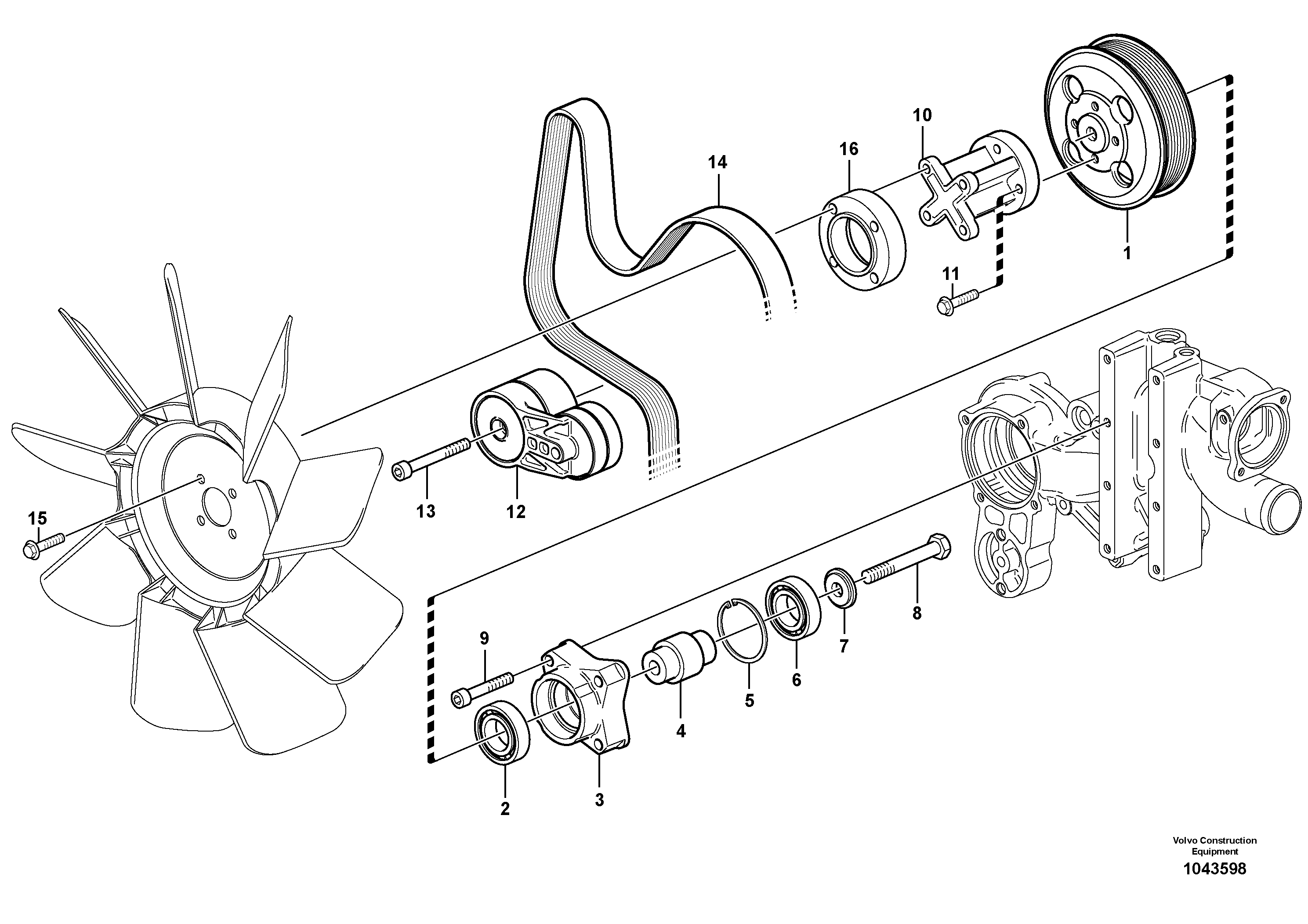 Схема запчастей Volvo EC210B - 90534 Belt transmission EC210B PRIME S/N 70001-/80001- 35001-