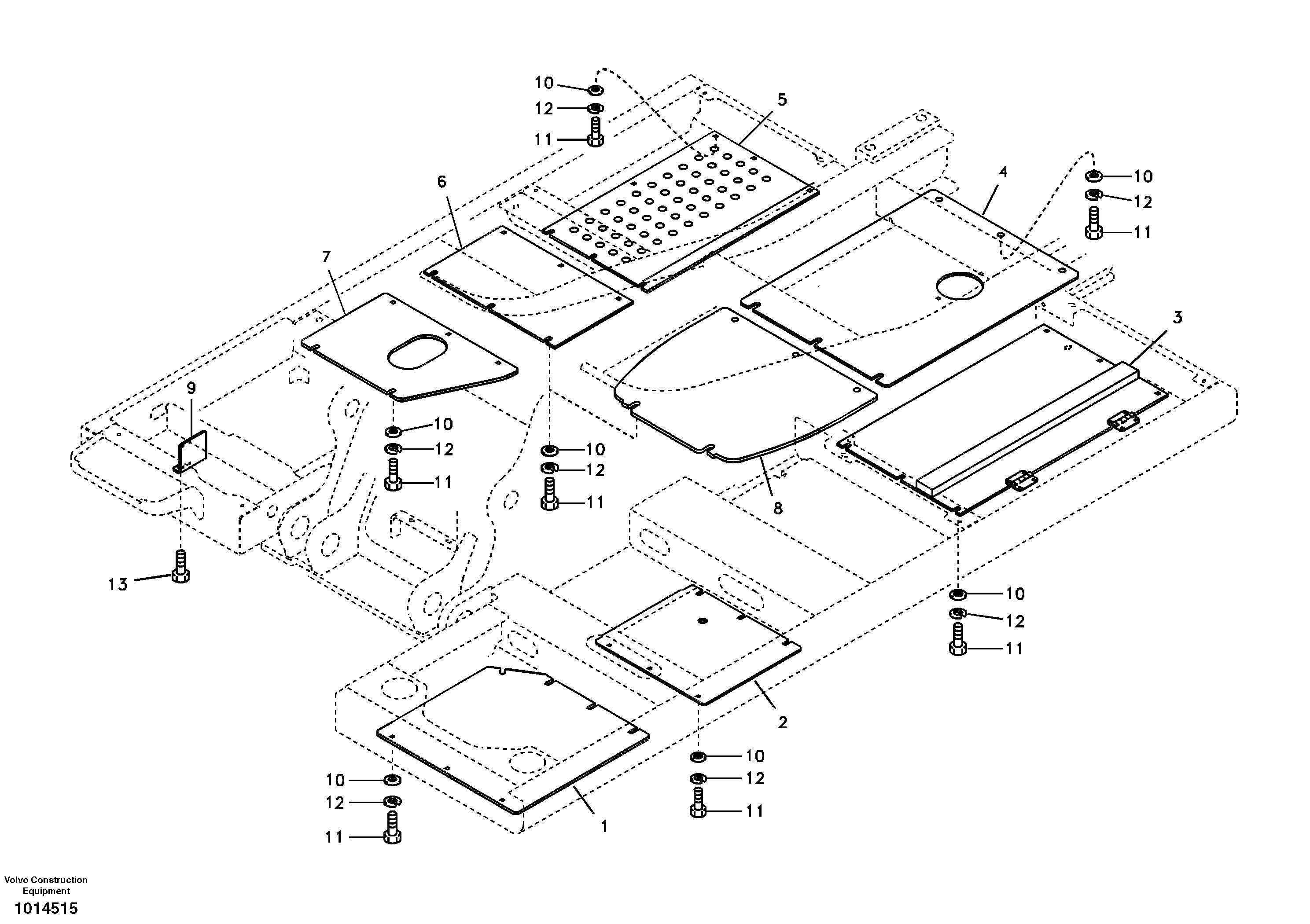 Схема запчастей Volvo EC210B - 44752 Hatches under engine, hydr.pumps, cooler, m.valve and fuel tank EC210B APPENDIX FORESTRY VERSION