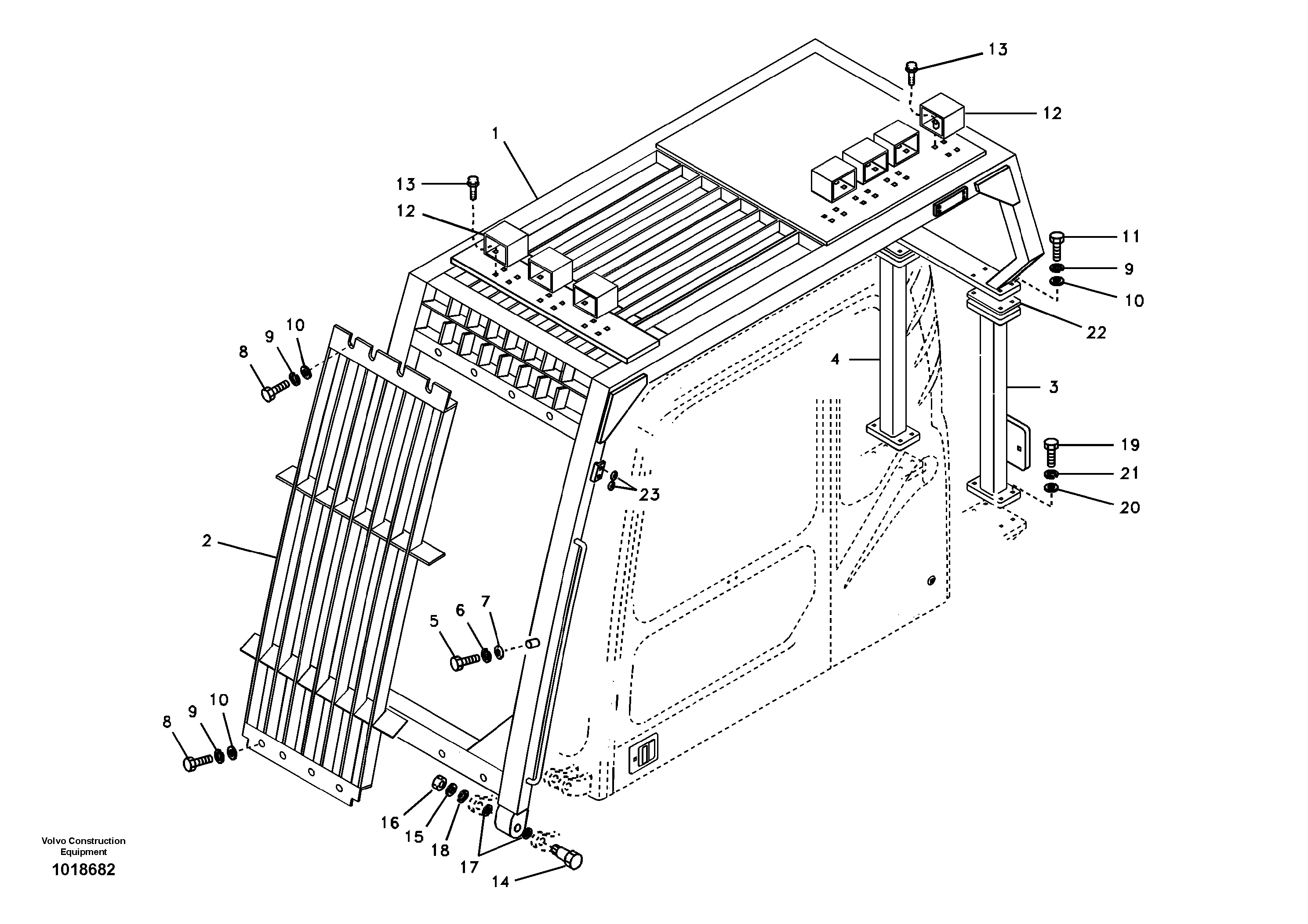 Схема запчастей Volvo EC210B - 80568 Falling object guards EC210B APPENDIX FORESTRY VERSION