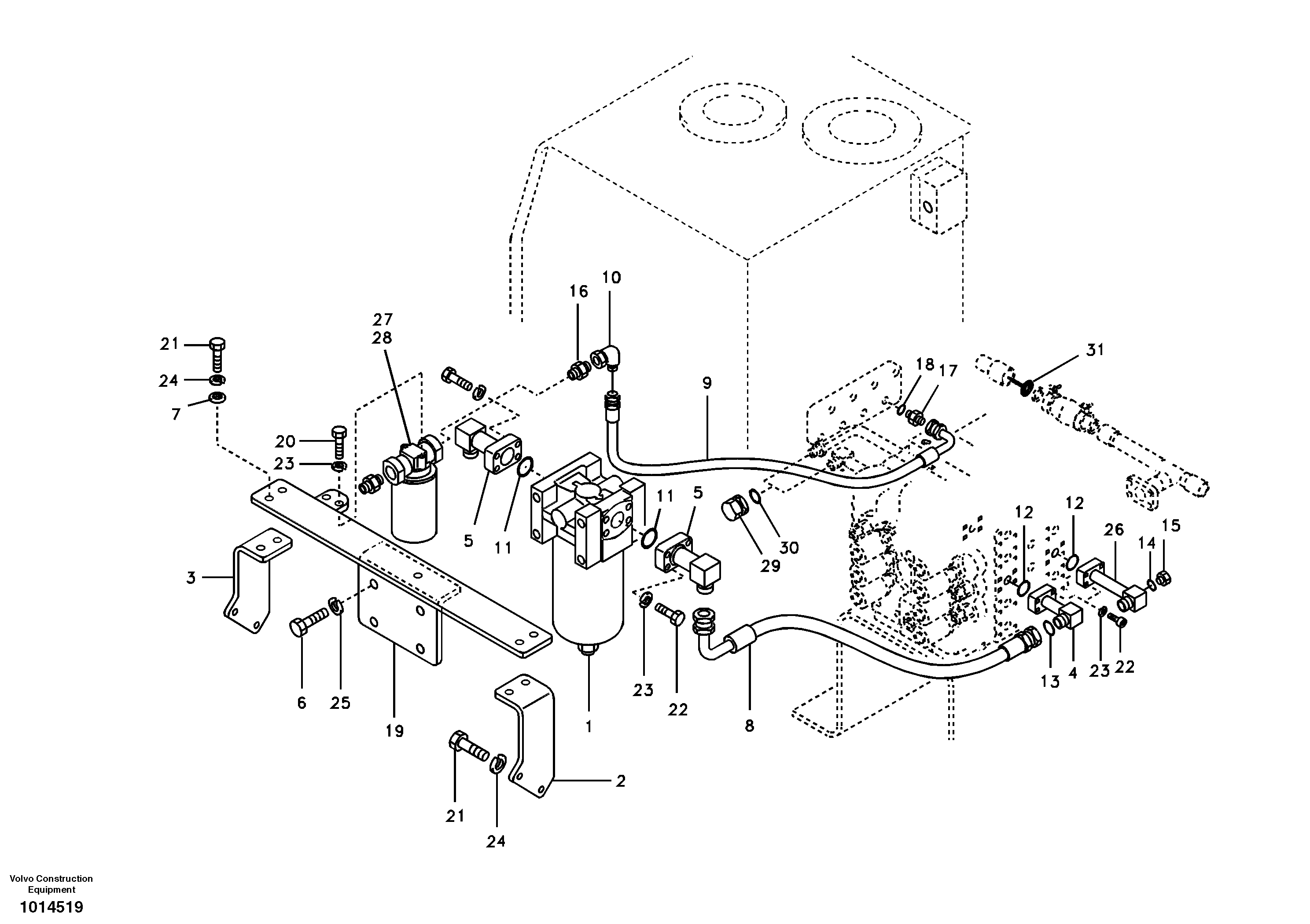 Схема запчастей Volvo EC210B - 37671 Hydraulic system, control valve to return filter EC210B APPENDIX FORESTRY VERSION