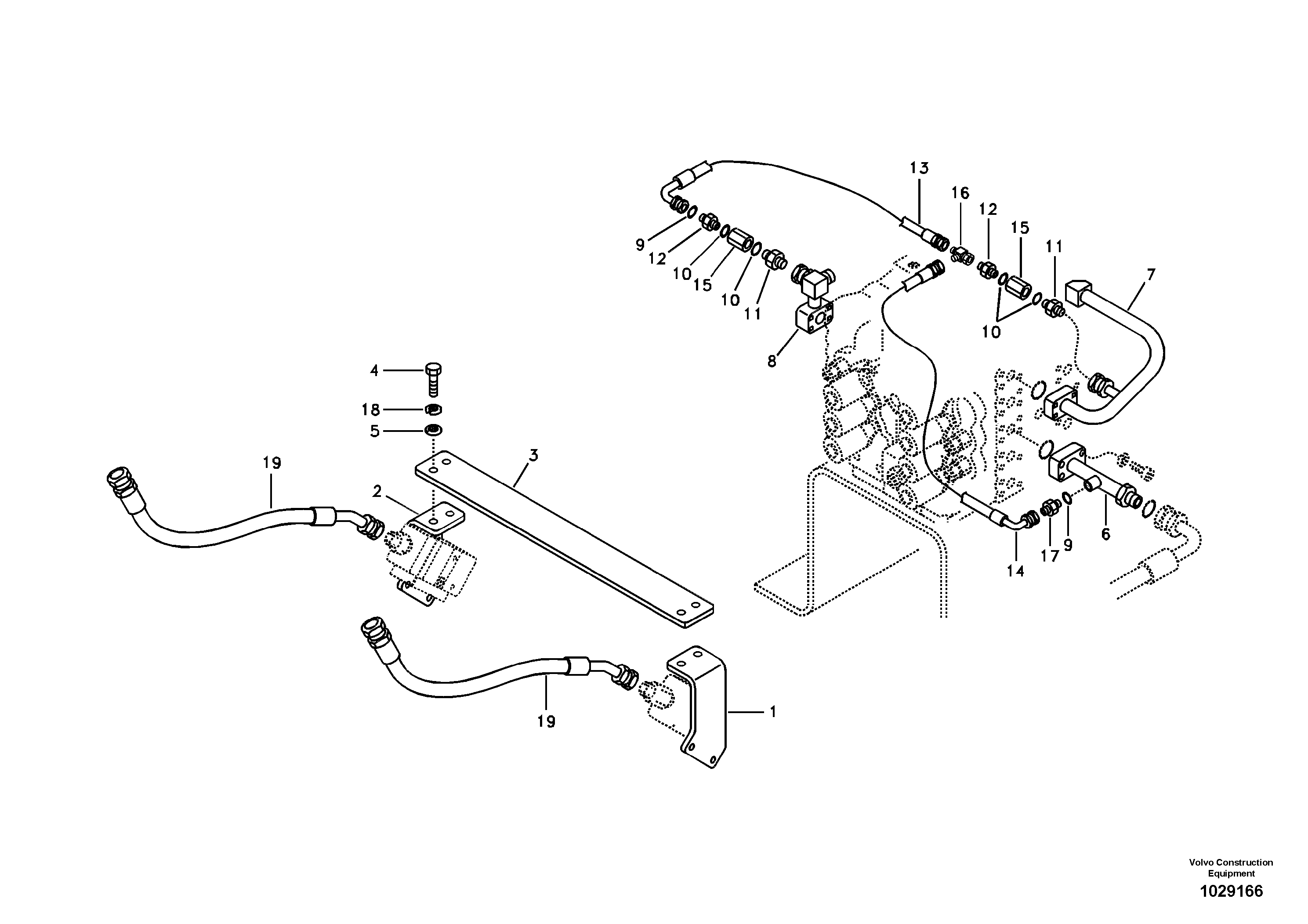 Схема запчастей Volvo EC210B - 45107 Hydraulic system, control valve to return filter EC210B APPENDIX FORESTRY VERSION