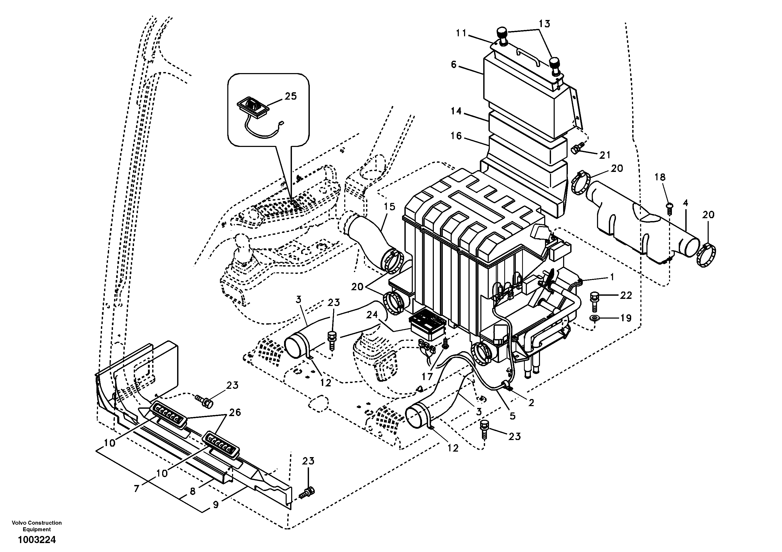 Схема запчастей Volvo EC240B - 31456 Air duct in cabin and cabin floor EC240B