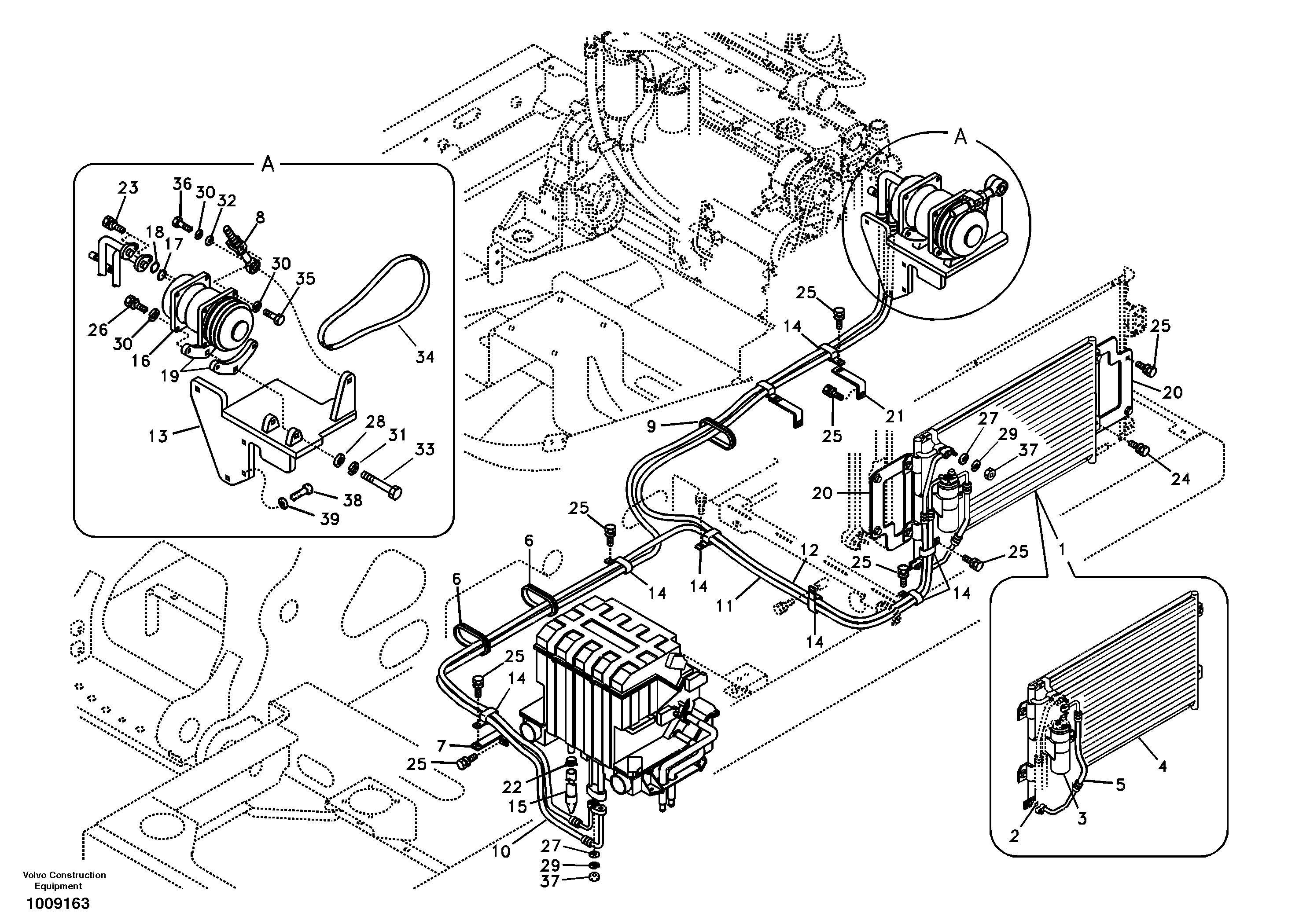 Схема запчастей Volvo EC240B - 73435 Air conditioning unit line EC240B