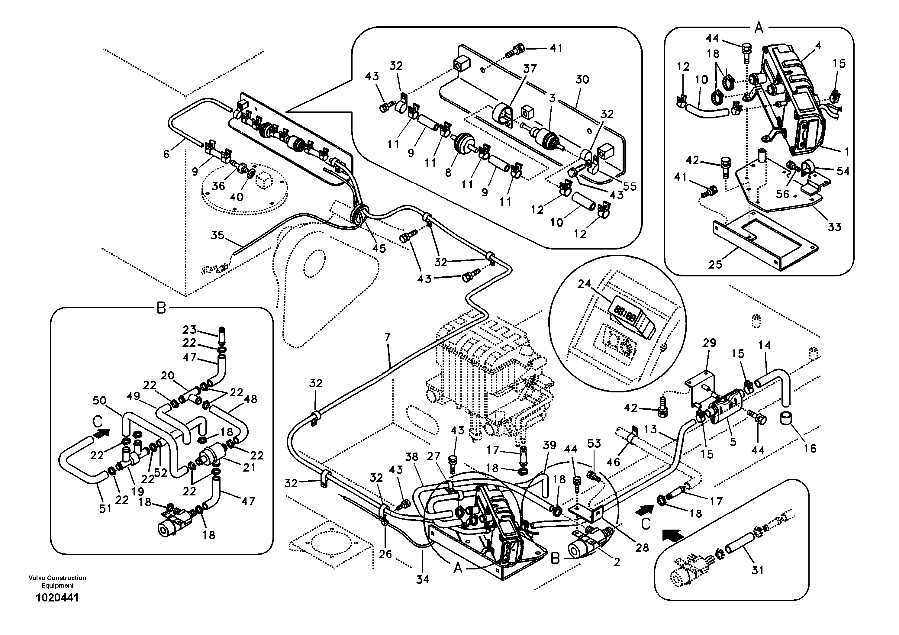 Схема запчастей Volvo EC240B - 51453 Auxiliary Heater EC240B