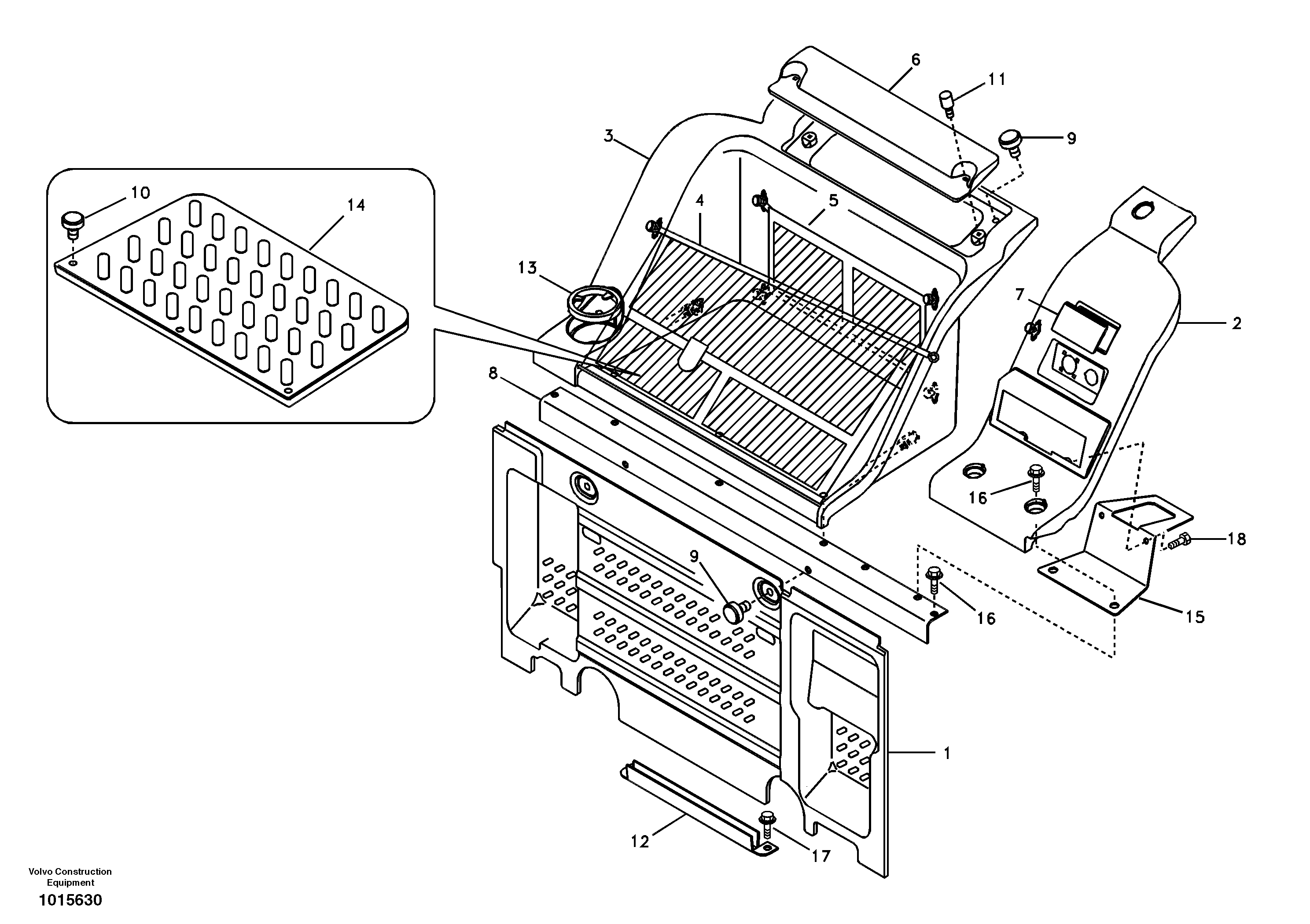 Схема запчастей Volvo EC240B - 34338 Instrument panel, radio panel EC240B