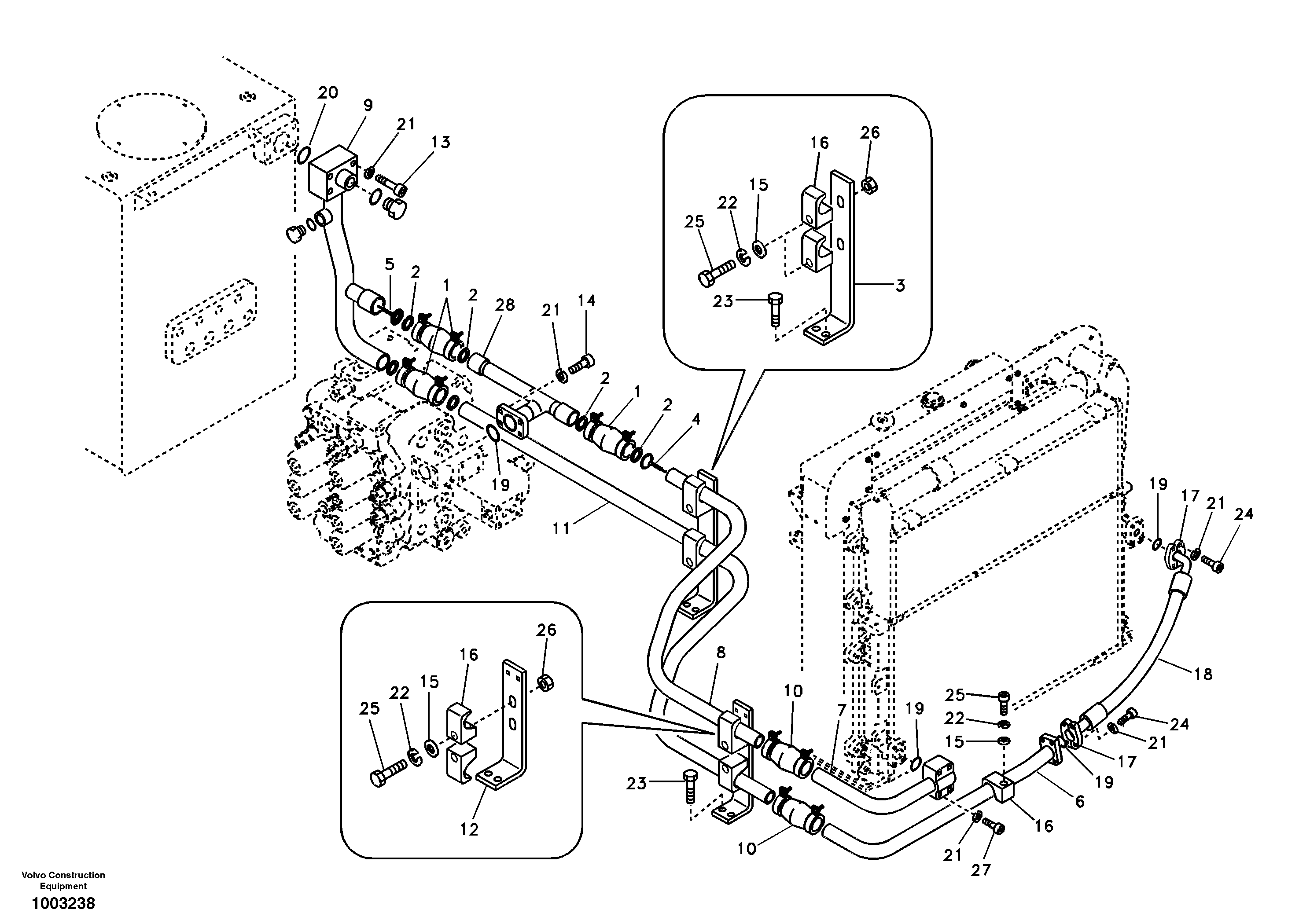 Схема запчастей Volvo EC240B - 32468 Hydraulic system, hydraulic tank to hydraulic oil cooler EC240B