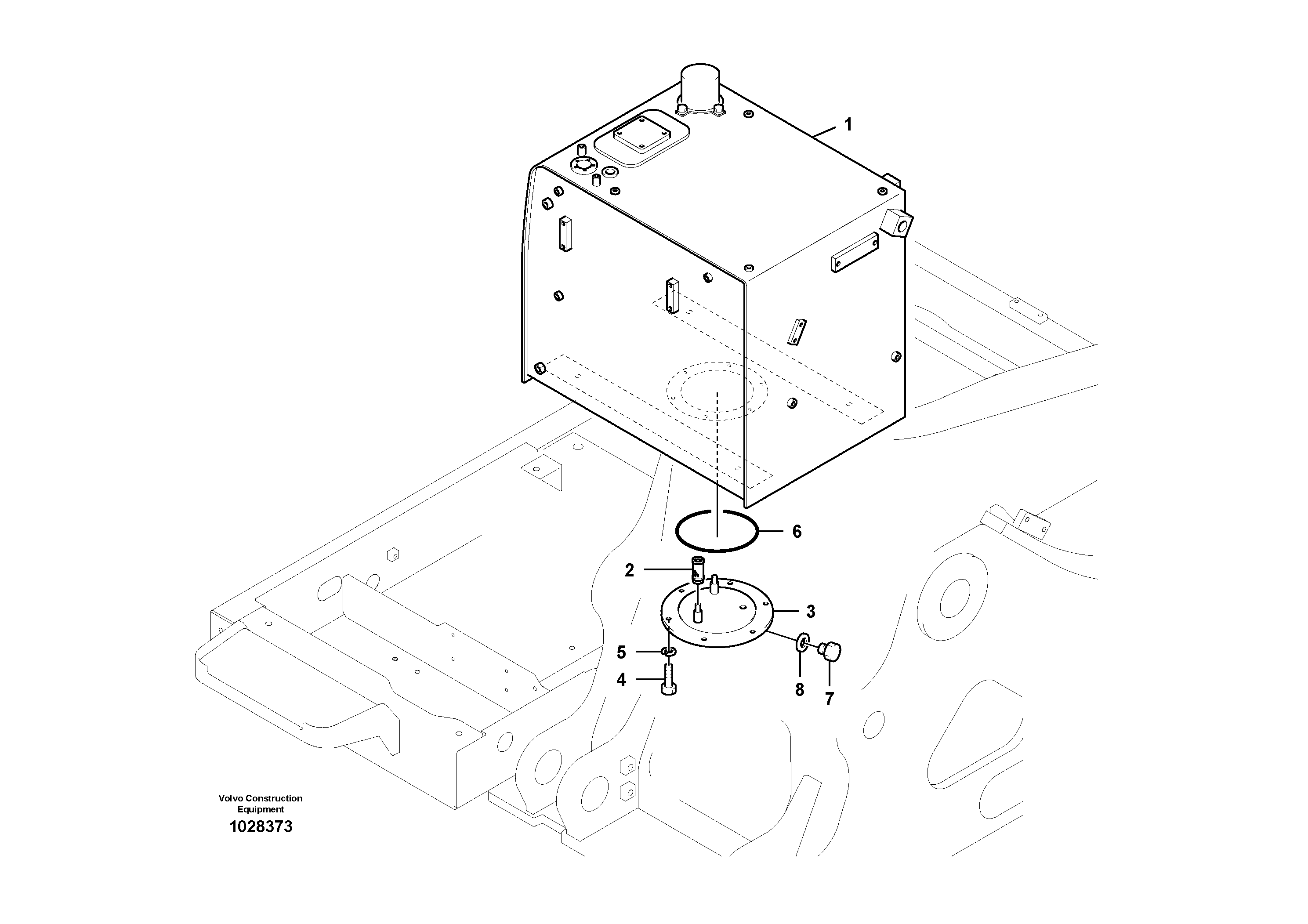 Схема запчастей Volvo EC240B - 36611 Fuel tank with fitting parts EC240B APPENDIX FX FORESTRY VER