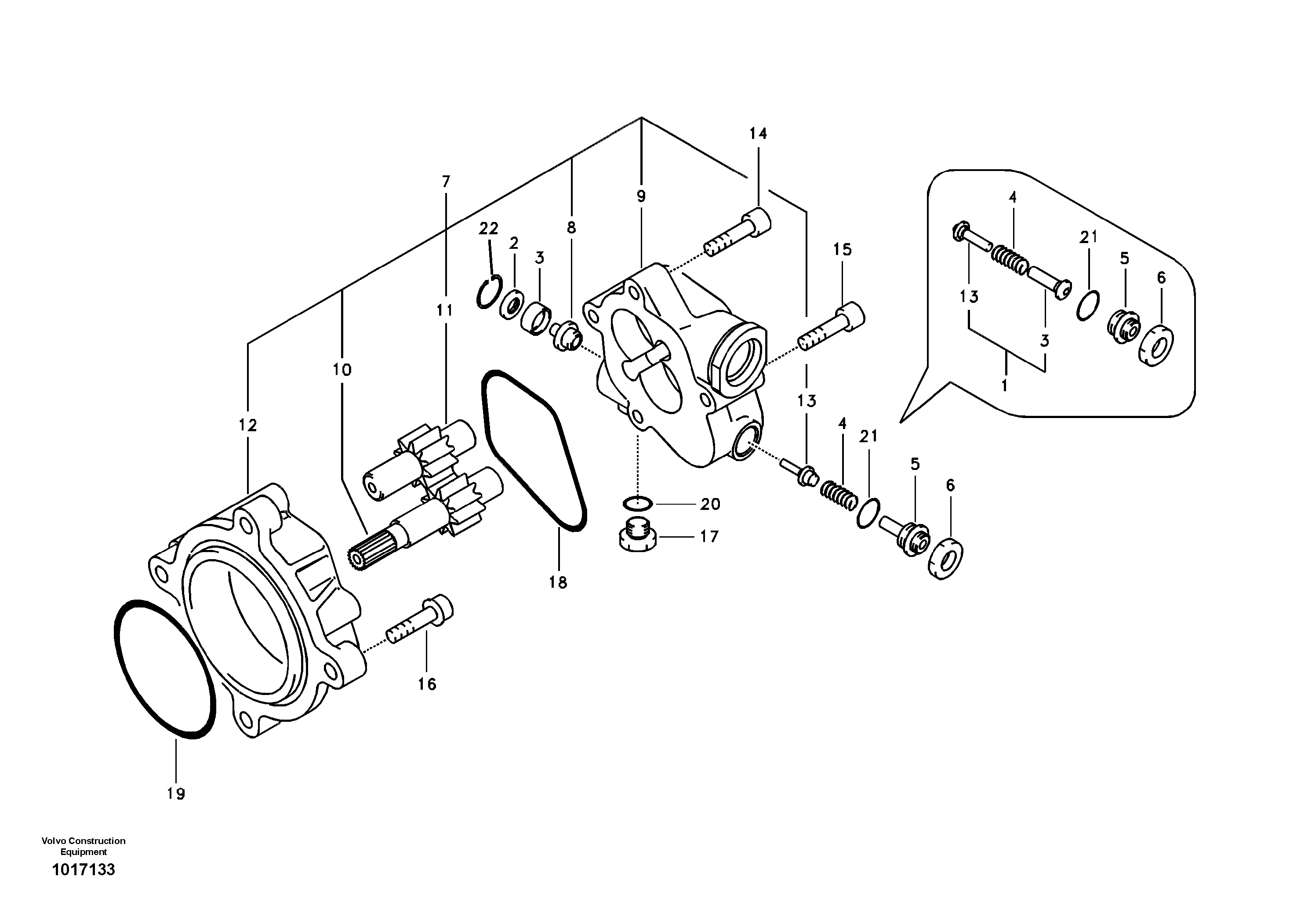 Схема запчастей Volvo EC240B - 100256 Гидронасос (шестеренчатый) EC240B