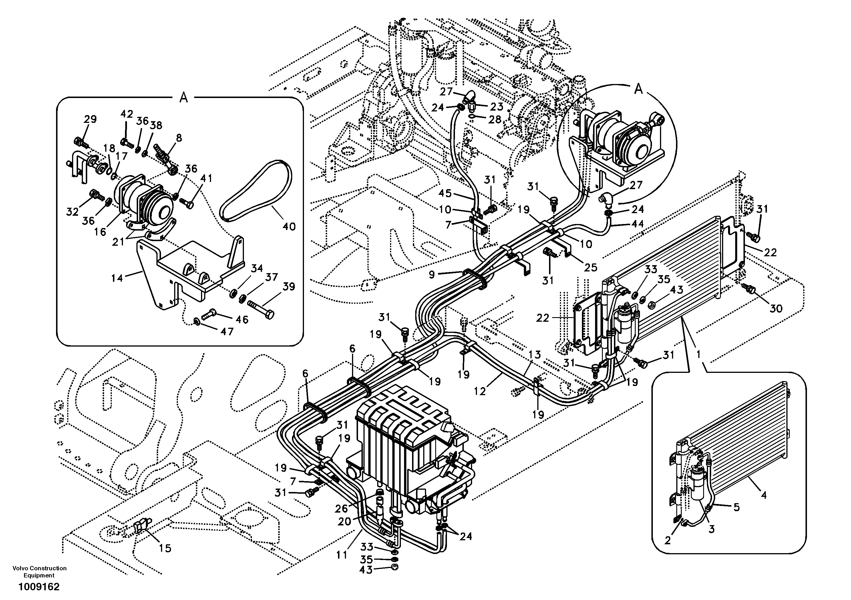 Схема запчастей Volvo EC240B - 103490 Air conditioning line, cooling and heater EC240B SER NO INT 12641- EU & NA 80001-