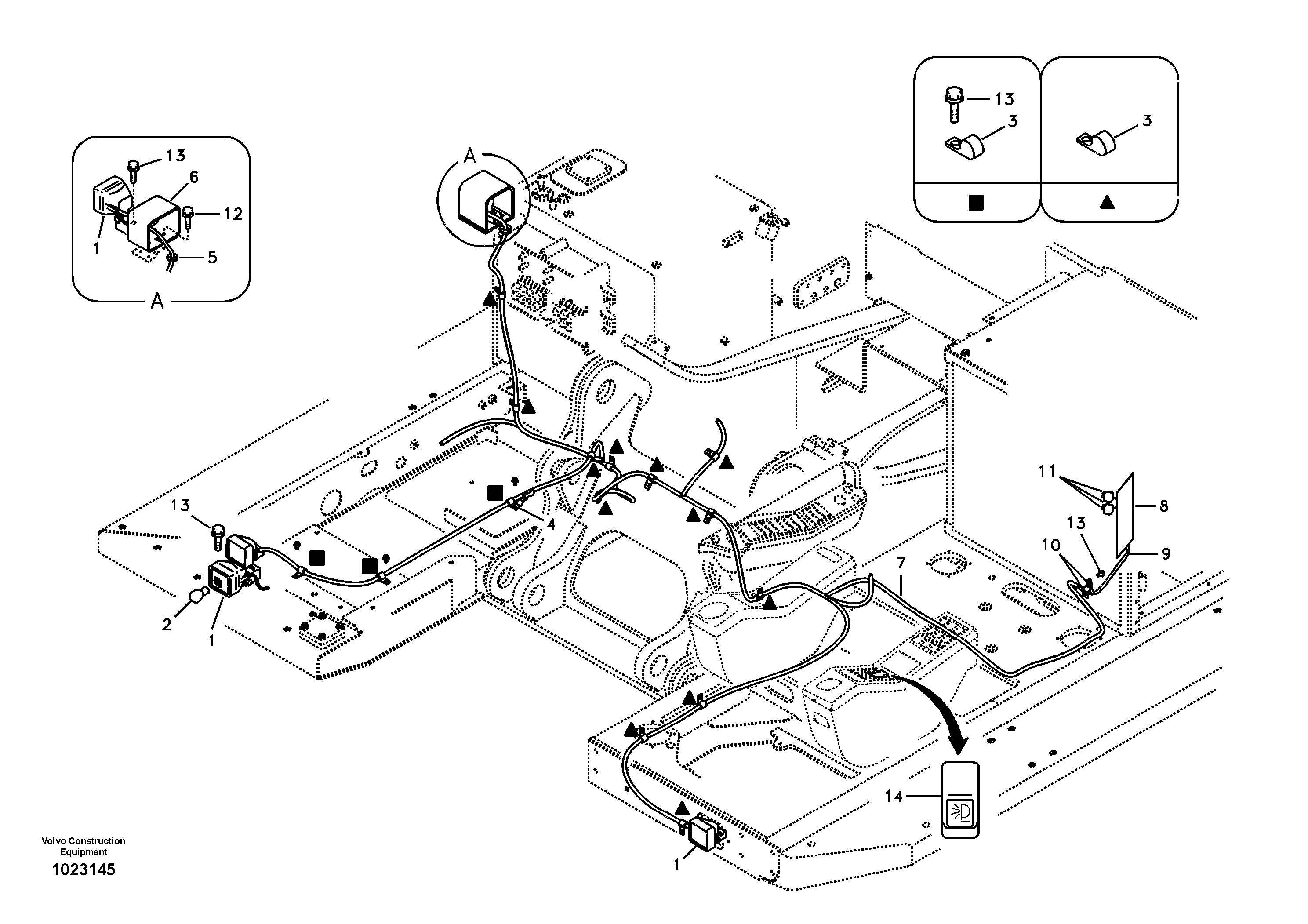 Схема запчастей Volvo EC240B - 64412 Work lights, extra EC240B APPENDIX FX FORESTRY VER