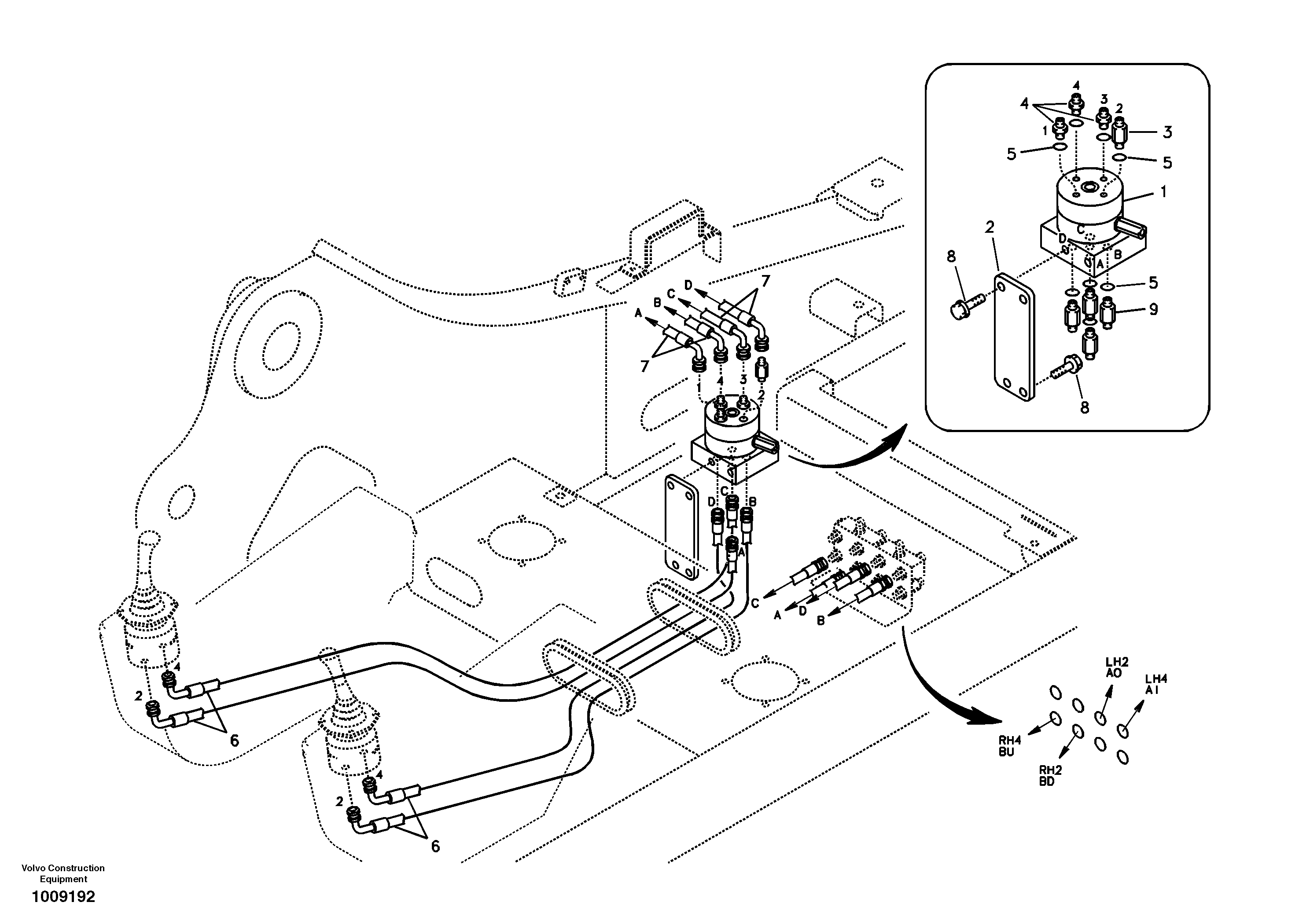 Схема запчастей Volvo EC240B - 57544 Servo system, changing lever function EC240B