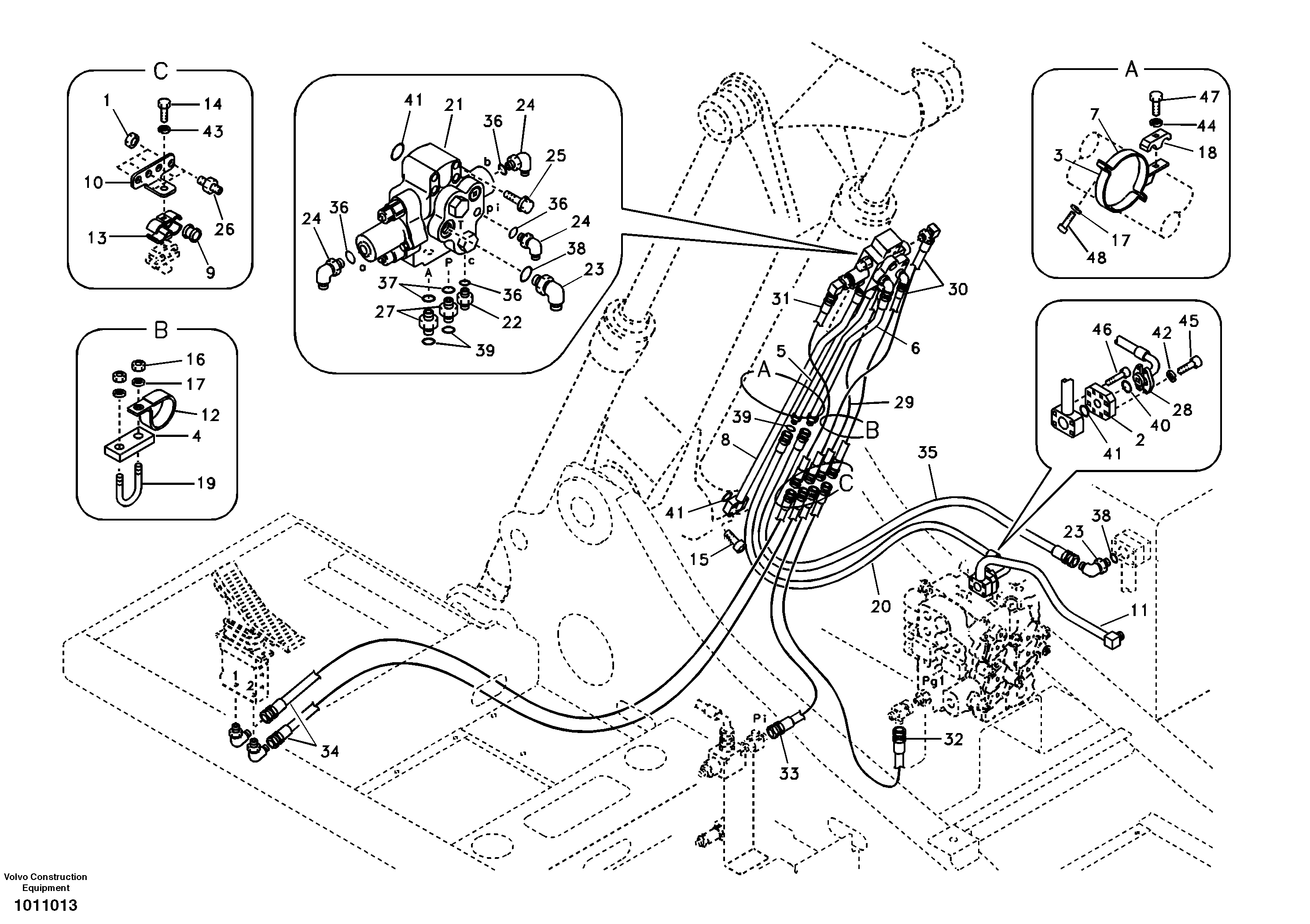 Схема запчастей Volvo EC240B - 12240 Working hydraulic, 2nd boom cylinder on adjustable boom EC240B