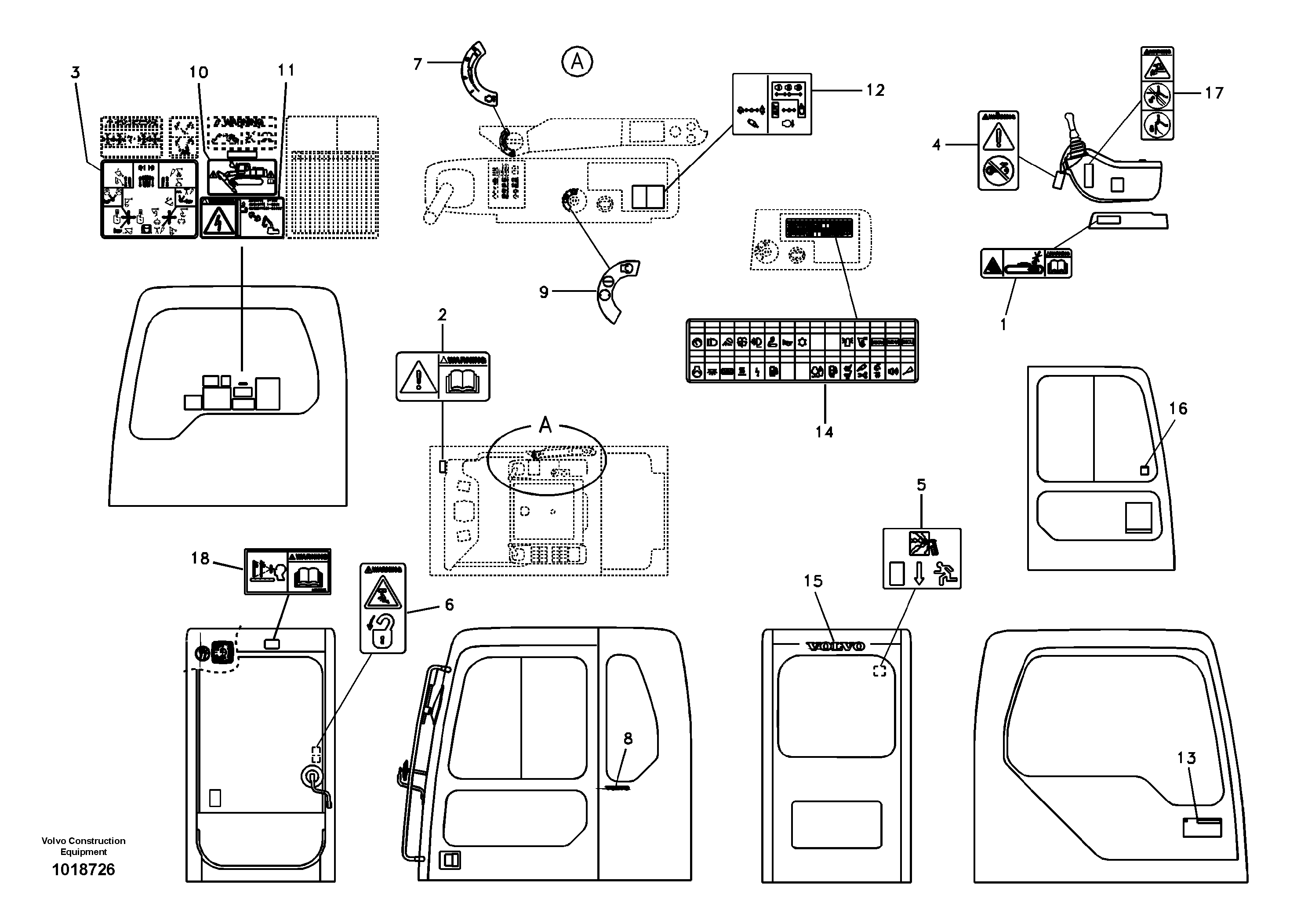 Схема запчастей Volvo EC240B - 85266 Decal, inner location EC240B SER NO INT 12641- EU & NA 80001-