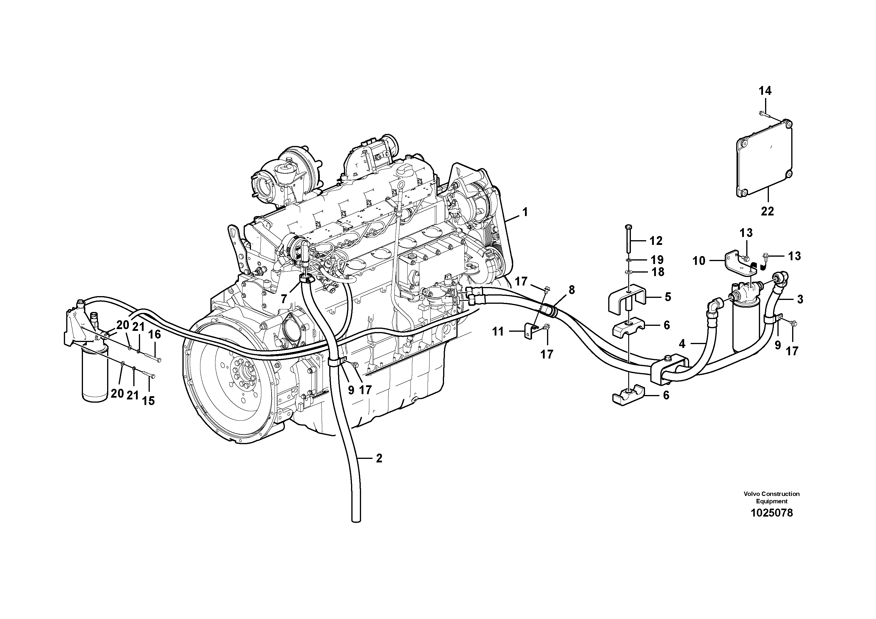 Схема запчастей Volvo EC240B - 74514 Двигатель в сборе EC240B SER NO INT 12641- EU & NA 80001-