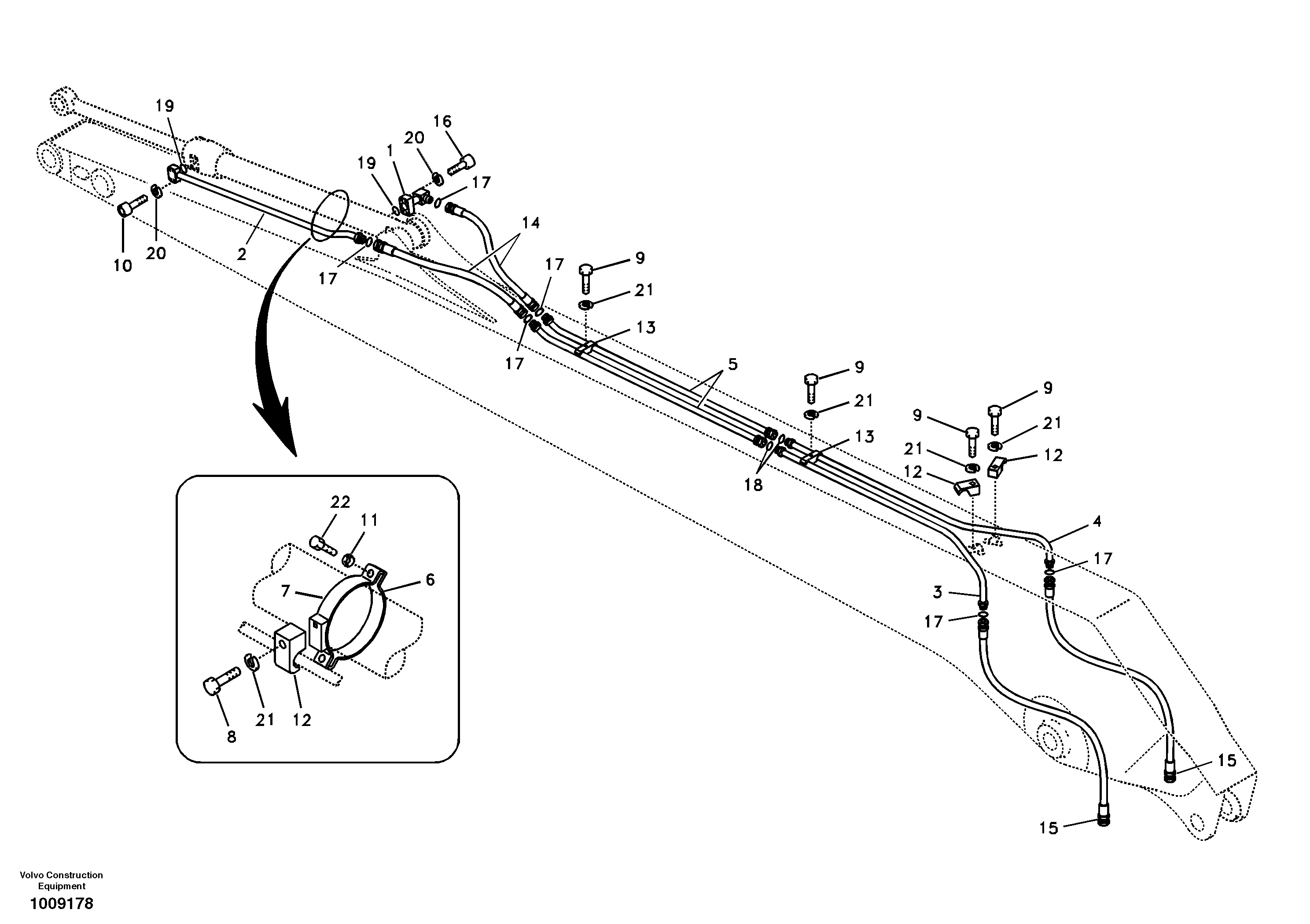 Схема запчастей Volvo EC240B - 53313 Working hydraulic, bucket cylinder on long dipper arm EC240B