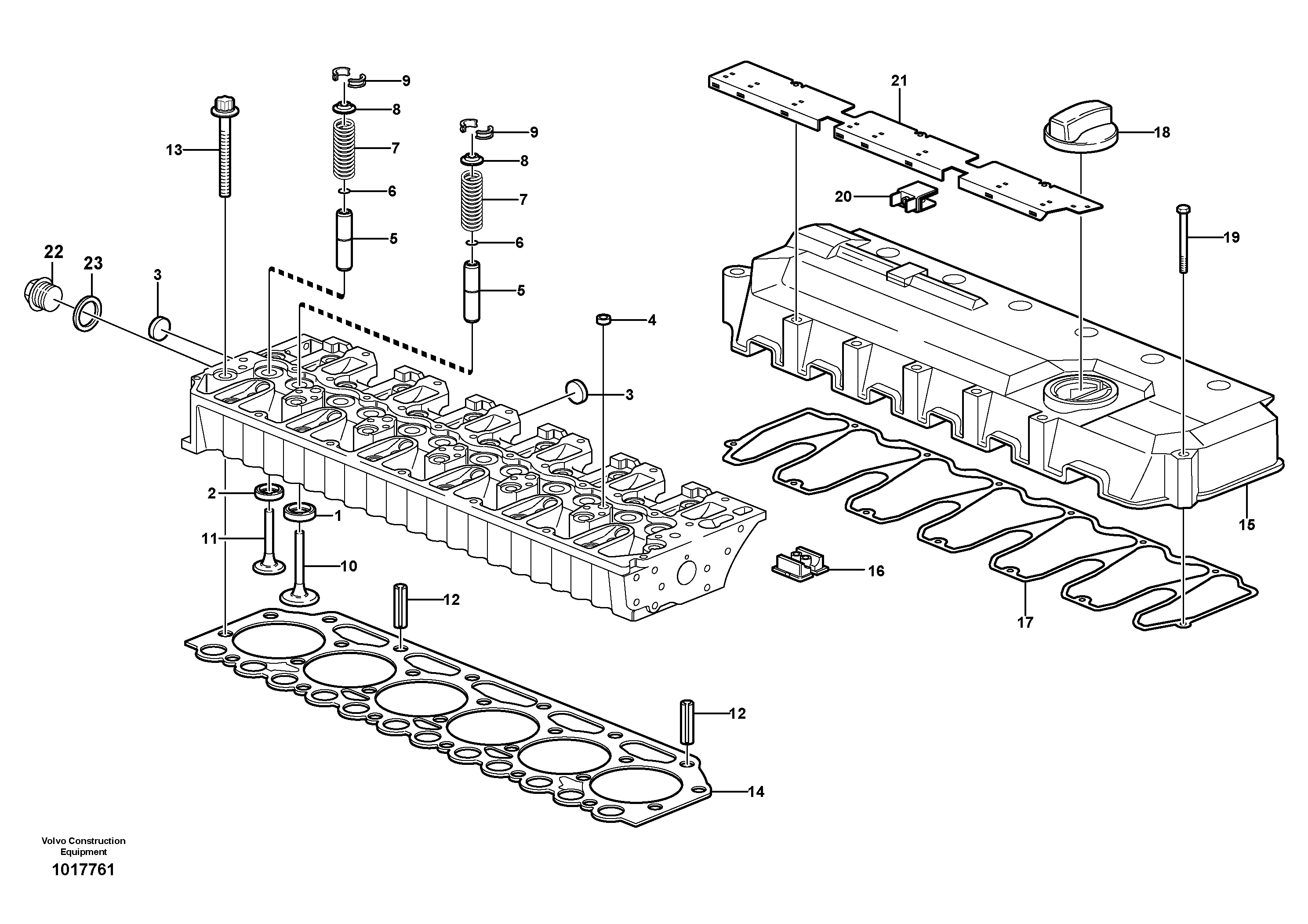 Схема запчастей Volvo EC240B - 35551 Головка блока цилиндров EC240B SER NO INT 12641- EU & NA 80001-