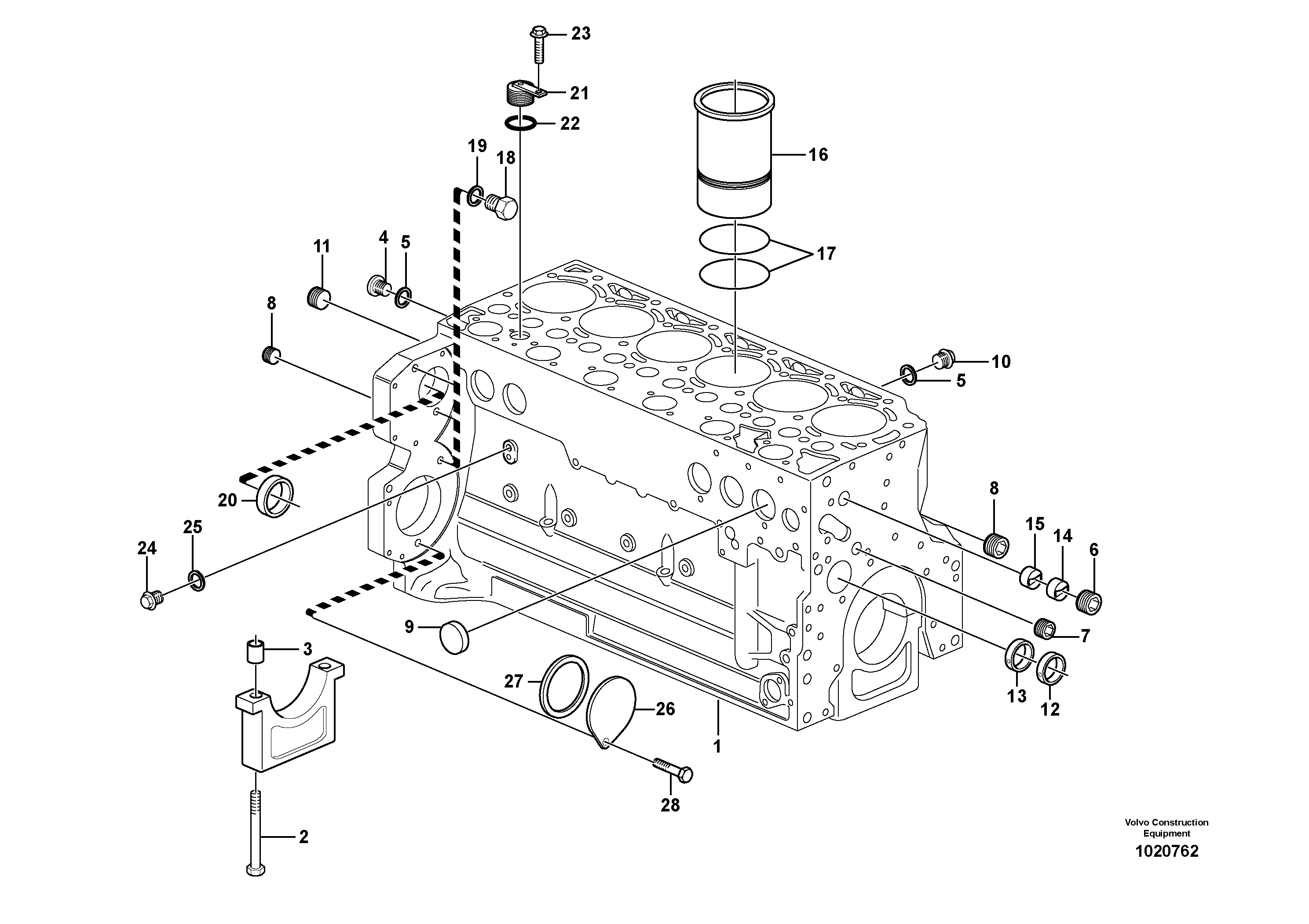 Схема запчастей Volvo EC240B - 11127 Блок цилиндров EC240B SER NO INT 12641- EU & NA 80001-