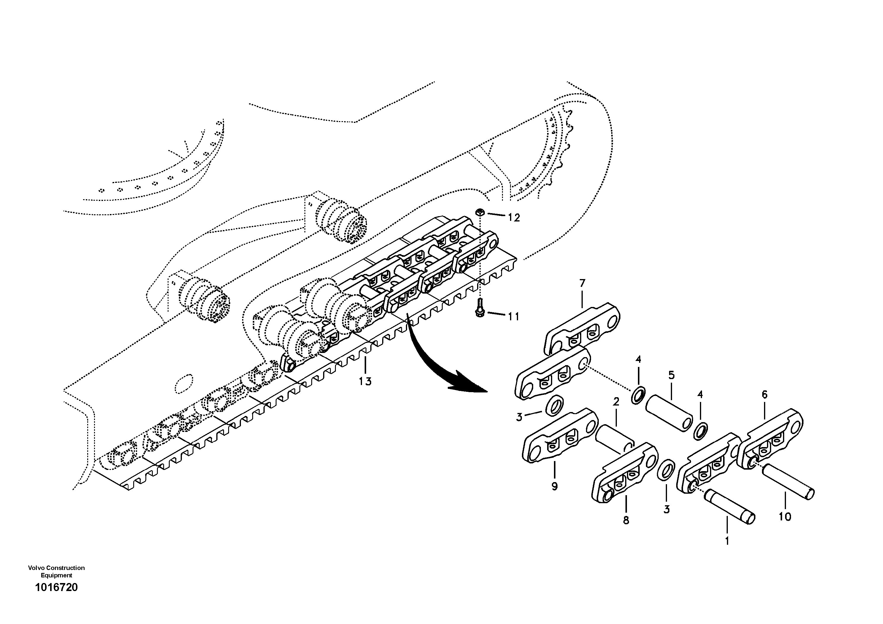 Схема запчастей Volvo EC240B - 38865 Гусеничная цепь EC240B APPENDIX FX FORESTRY VER