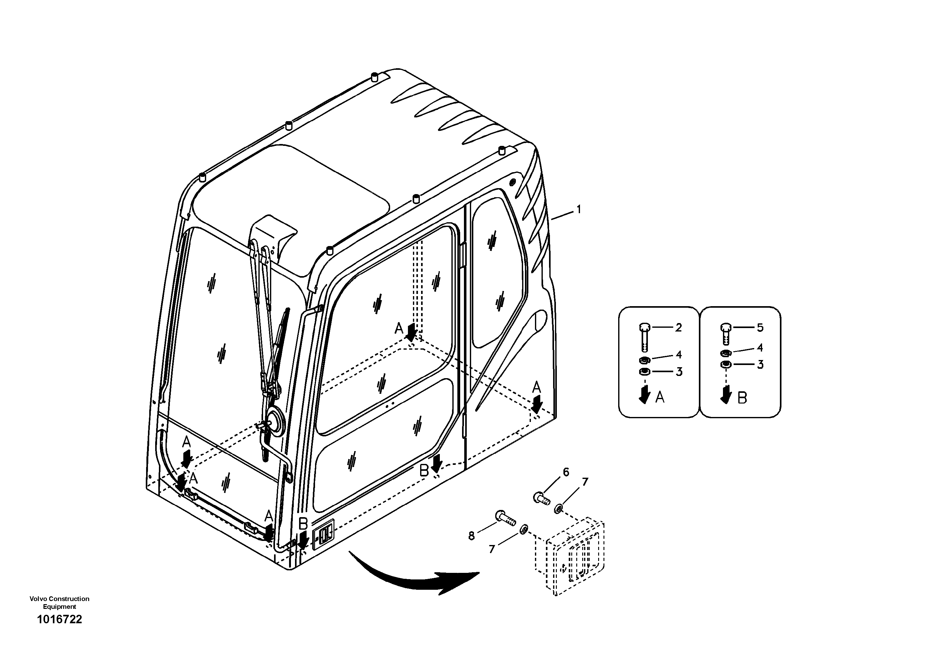 Схема запчастей Volvo EC240B - 1852 Cab mount EC240B APPENDIX FX FORESTRY VER