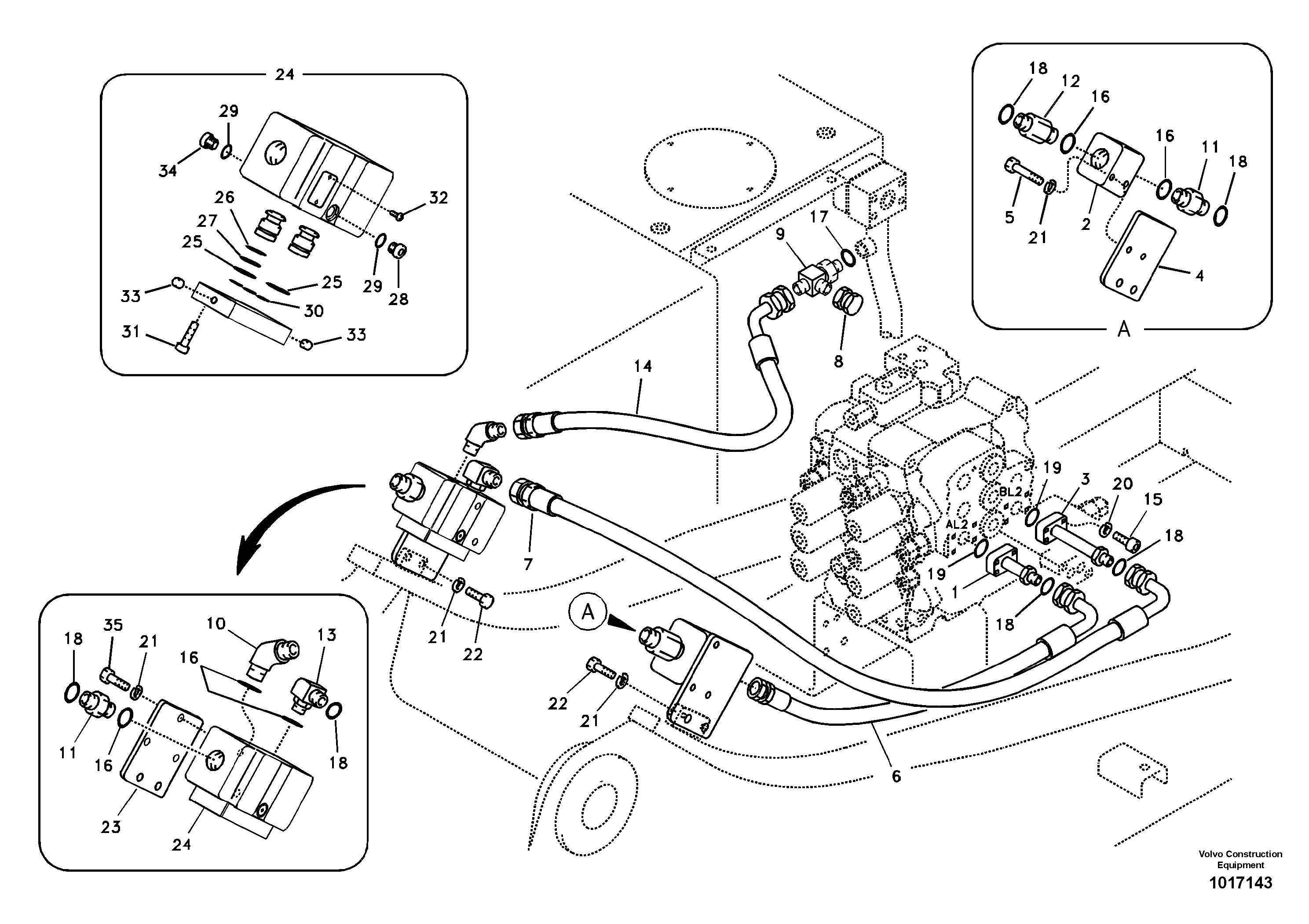 Схема запчастей Volvo EC240B - 66914 Working hydraulic, hammer and shear for upper EC240B