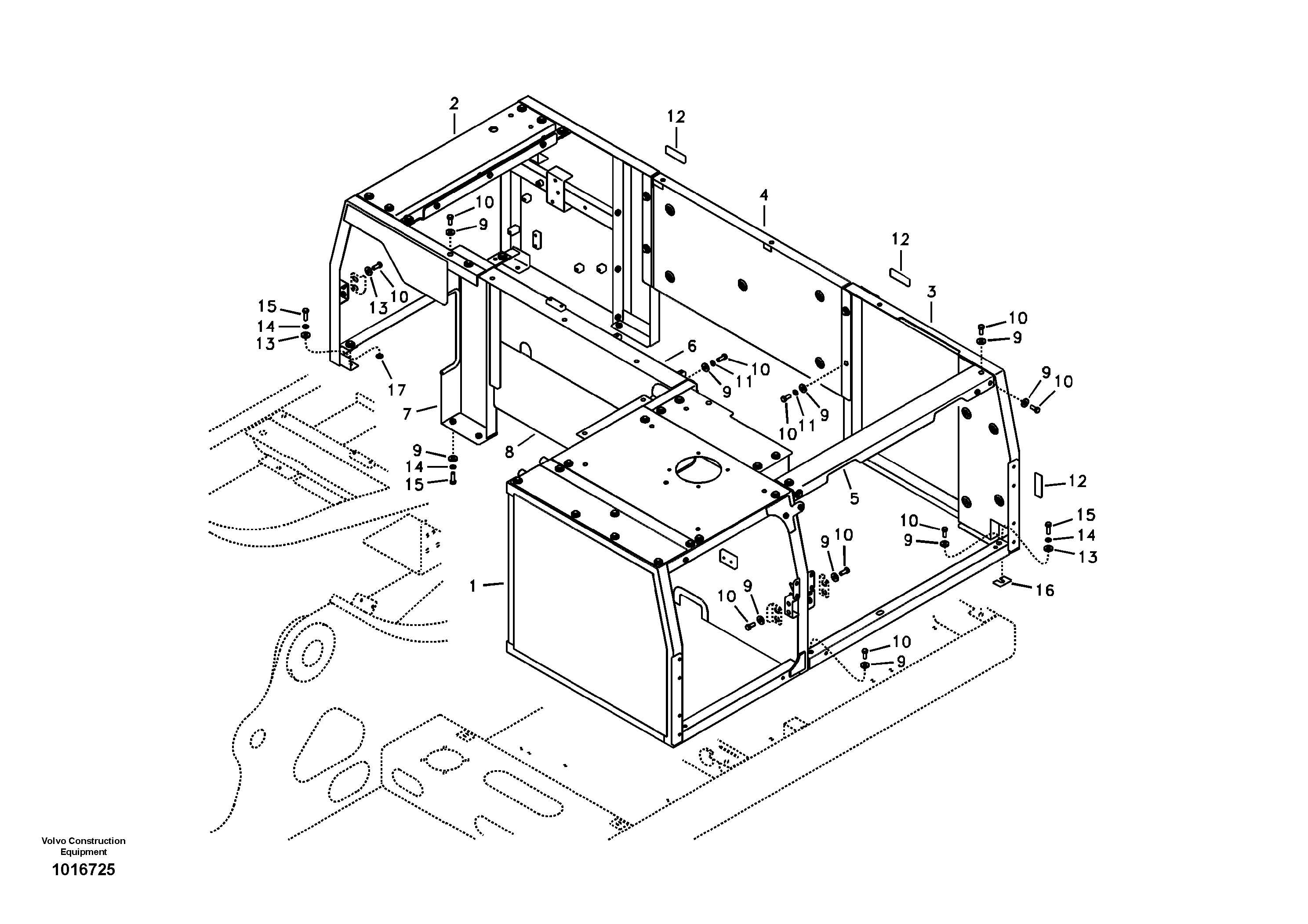 Схема запчастей Volvo EC240B - 14470 Cowl frame EC240B APPENDIX FX FORESTRY VER