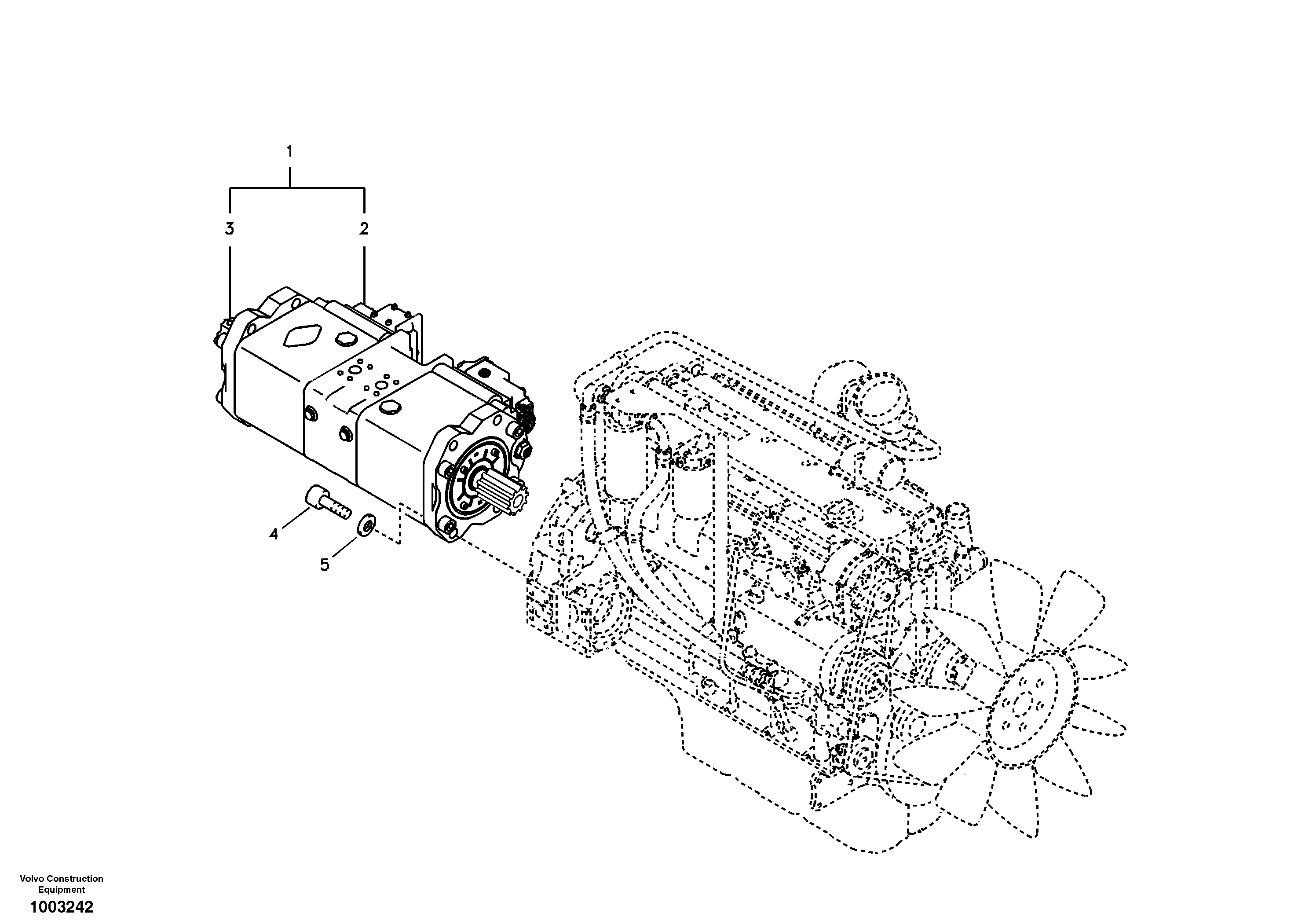 Схема запчастей Volvo EC240B - 83555 Pump installation EC240B SER NO INT 12641- EU & NA 80001-