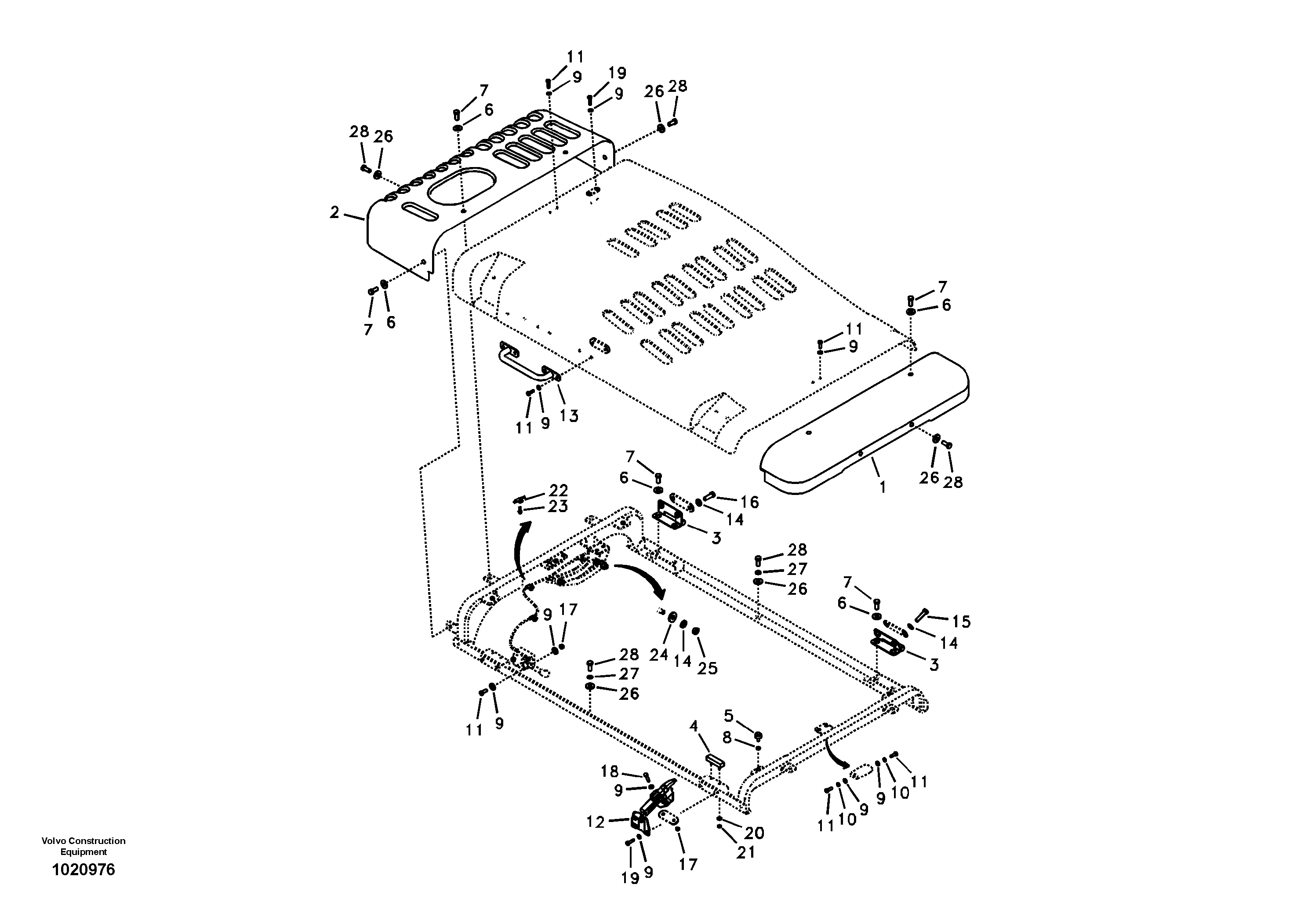 Схема запчастей Volvo EC240B - 35 Cowl frame, cover and hood EC240B APPENDIX FX FORESTRY VER