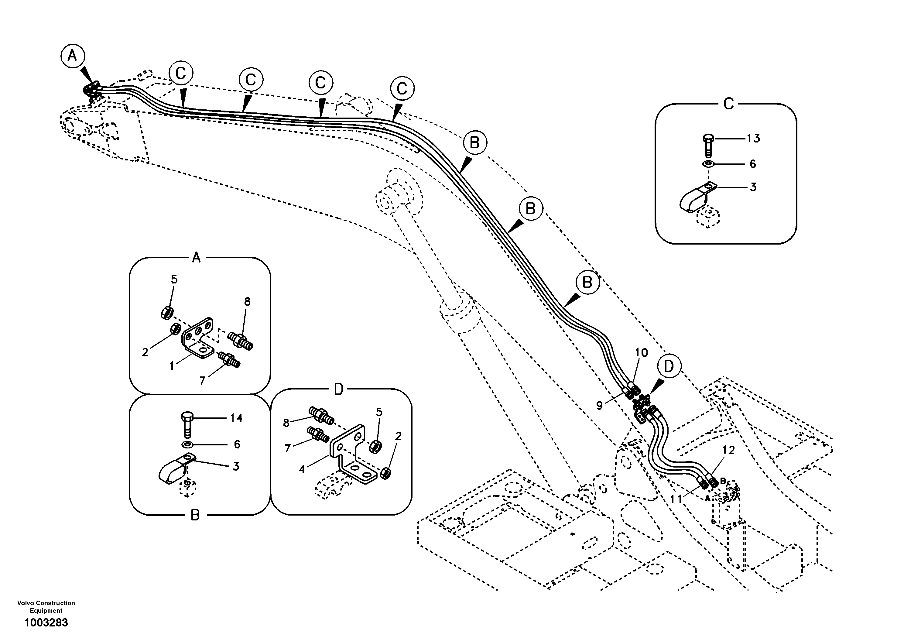 Схема запчастей Volvo EC240B - 53263 Working hydraulic, quick fit on boom EC240B