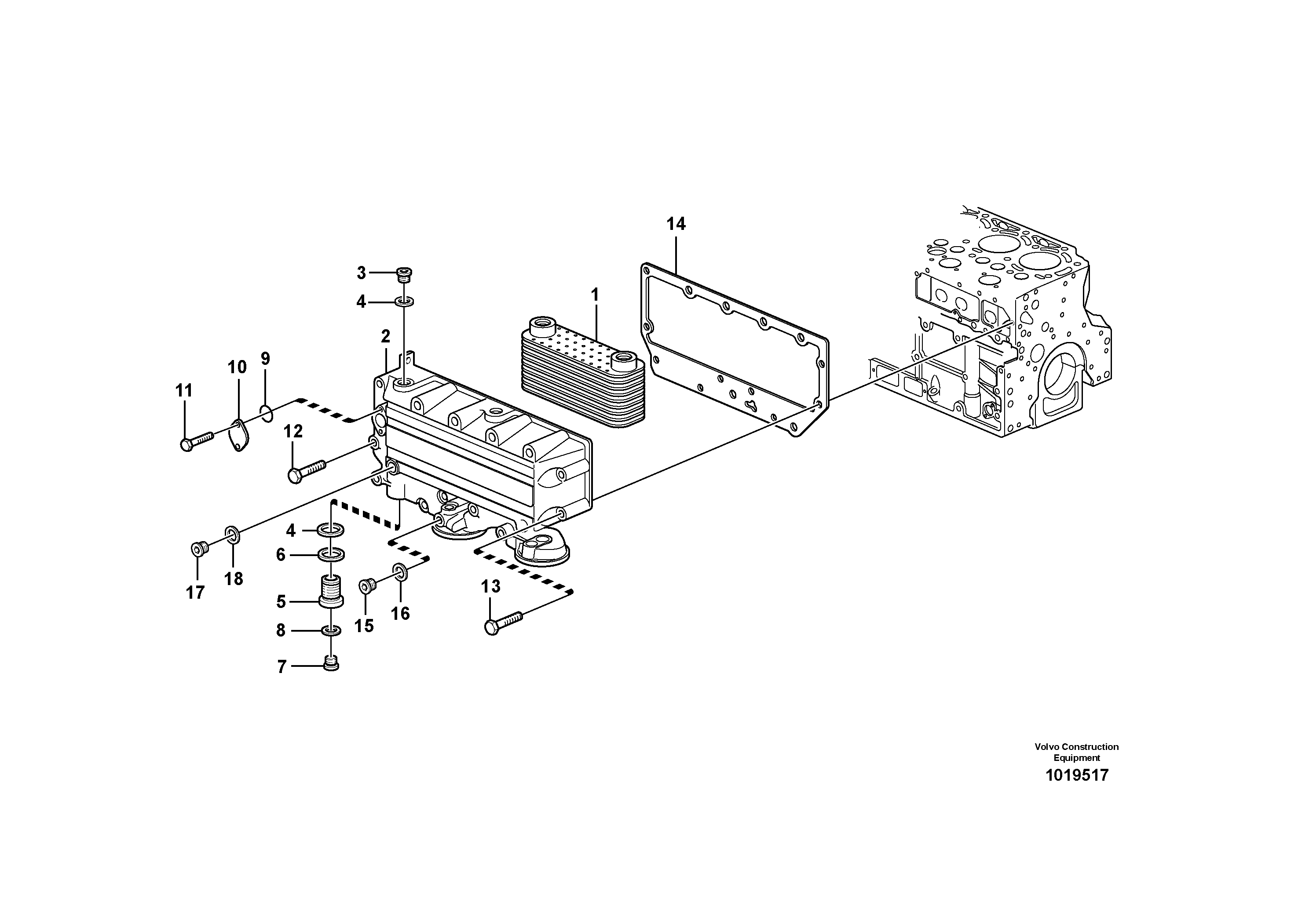 Схема запчастей Volvo EC240B - 32442 Масляный радиатор EC240B SER NO INT 12641- EU & NA 80001-