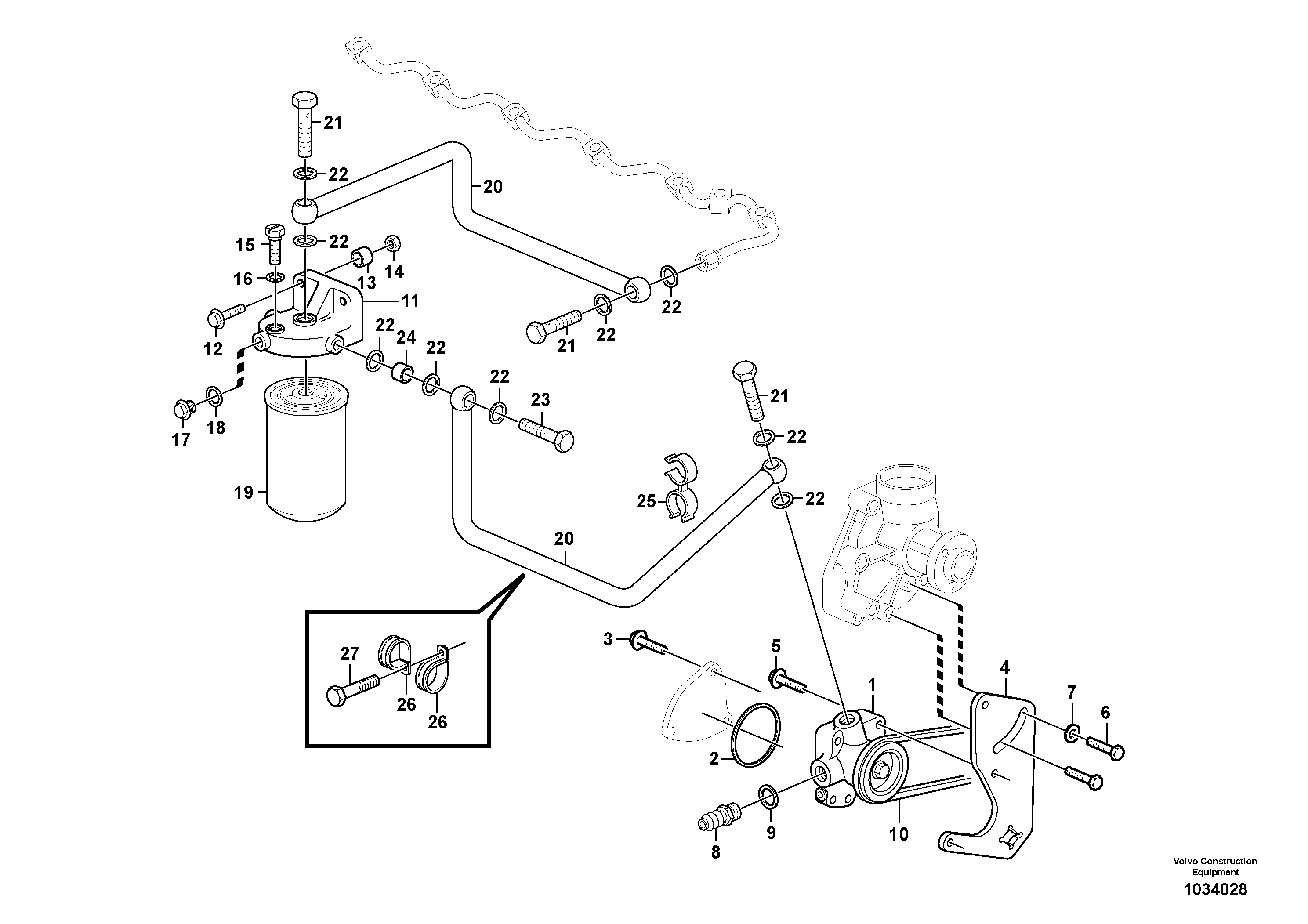 Схема запчастей Volvo EC240B - 11106 Fuel pump EC240B SER NO INT 12641- EU & NA 80001-