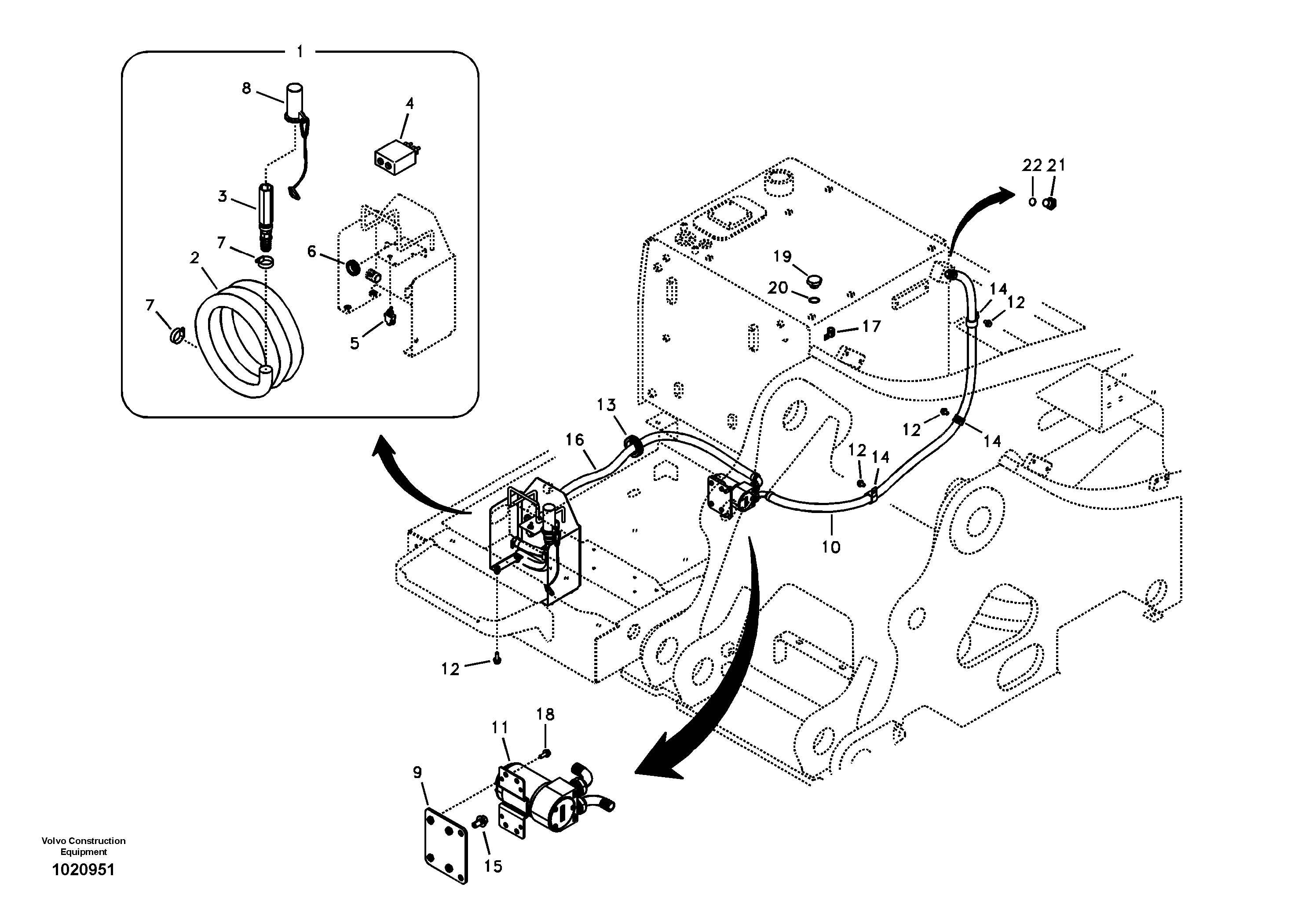 Схема запчастей Volvo EC240B - 99433 Fuel filling pump with assembling details EC240B SER NO INT 12641- EU & NA 80001-