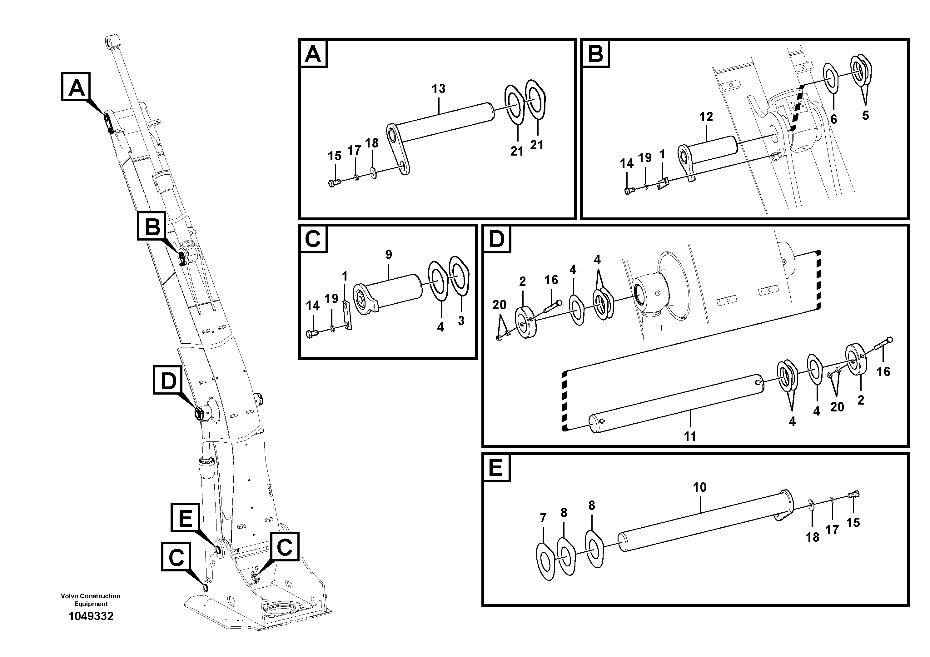 Схема запчастей Volvo EC240B - 98658 Links to boom, long reach EC240B