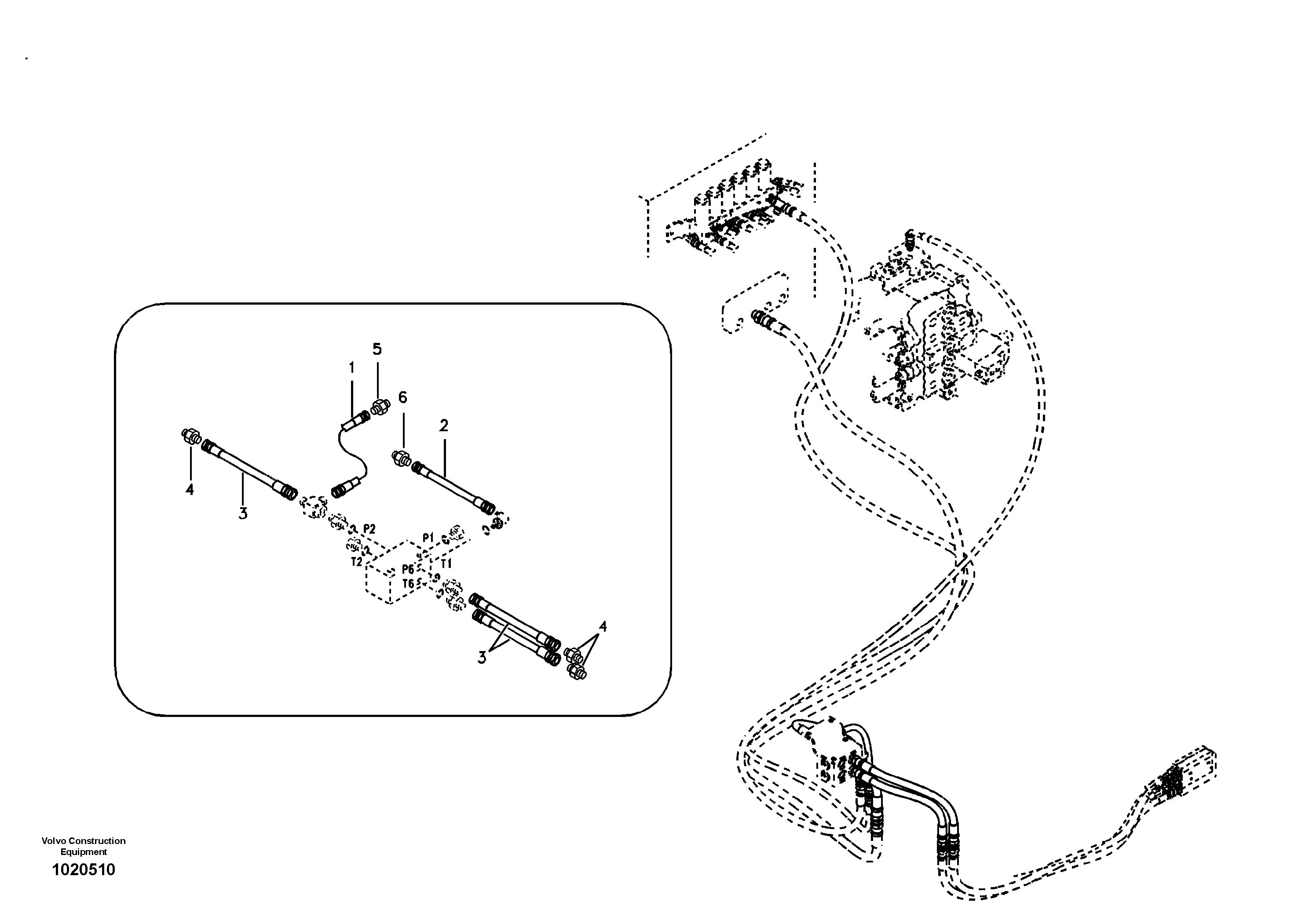 Схема запчастей Volvo EC240B - 7498 Servo system, control valve to solenoid valve EC240B APPENDIX FX FORESTRY VER