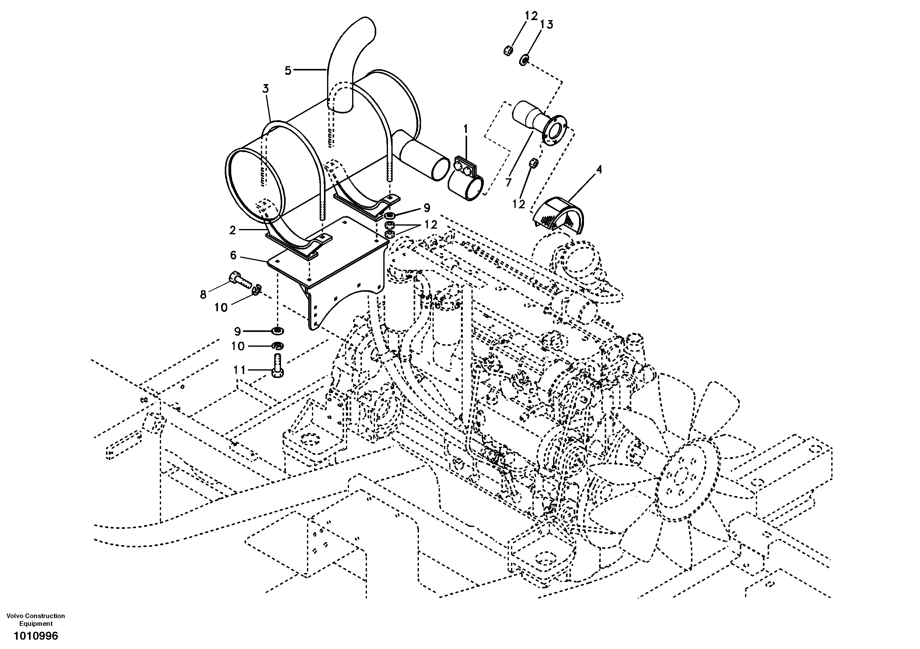 Схема запчастей Volvo EC240B - 40059 Выхлопная система EC240B SER NO INT 12641- EU & NA 80001-