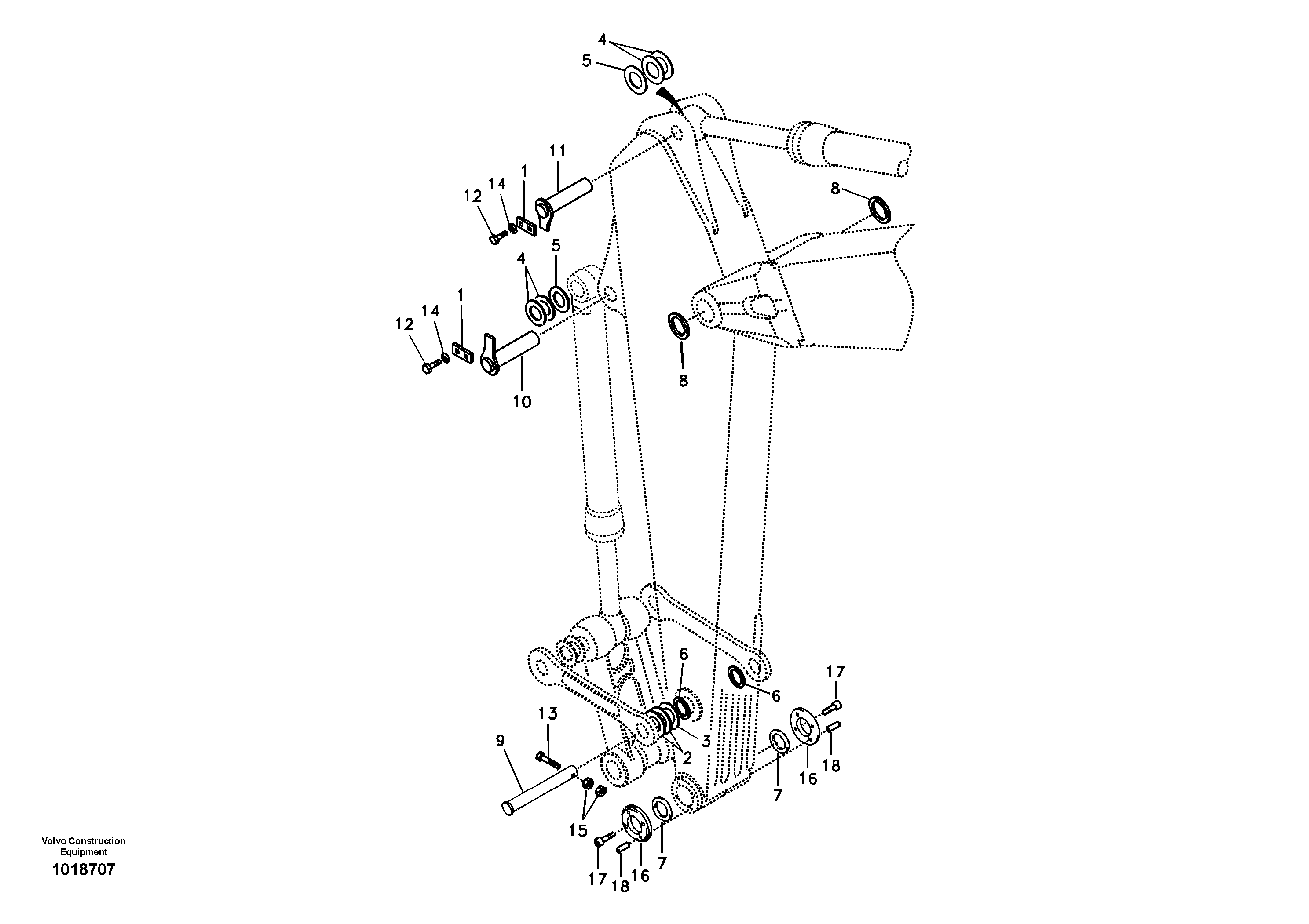 Схема запчастей Volvo EC240B - 88651 Links to dipper arm EC240B