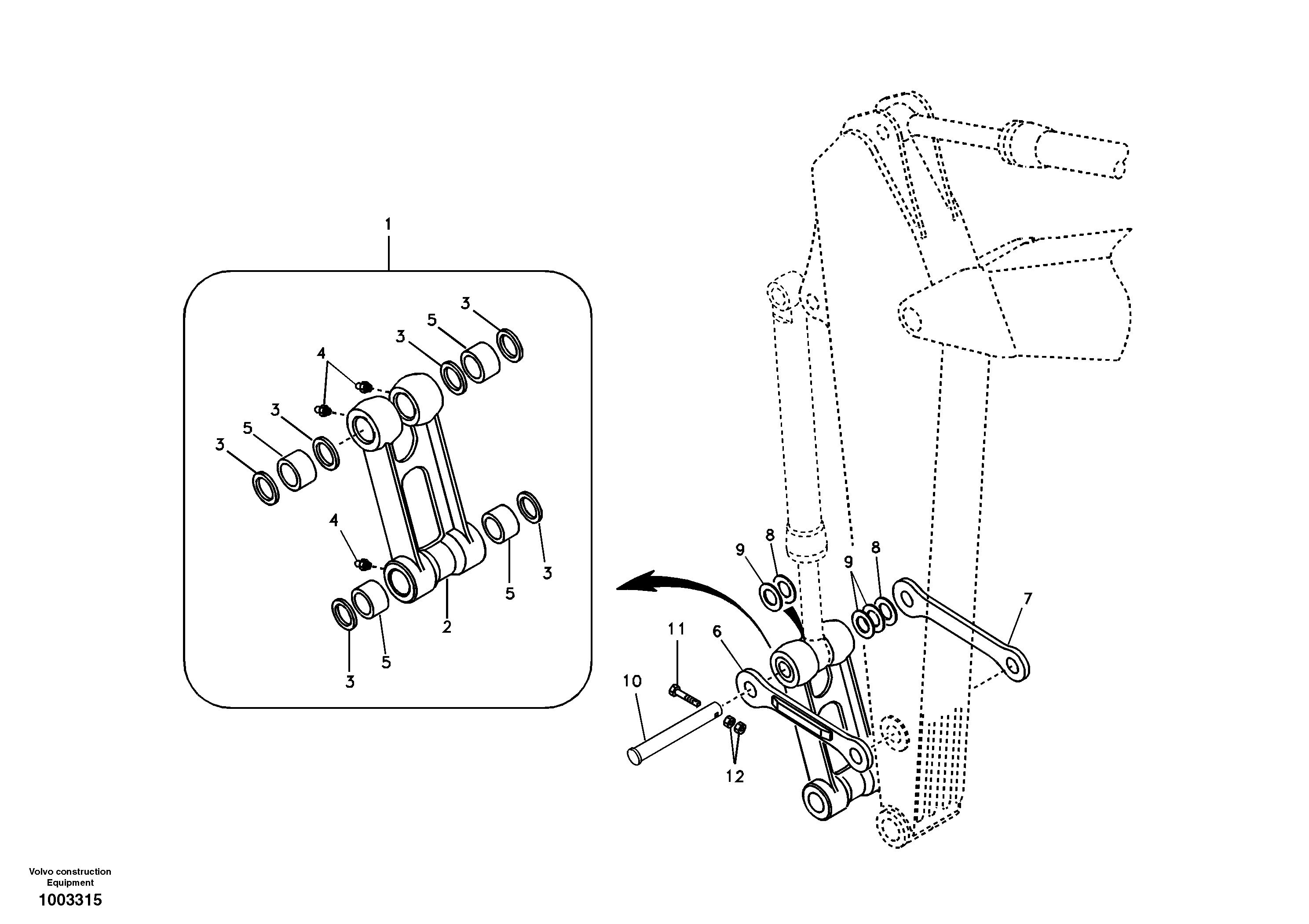 Схема запчастей Volvo EC240B - 92239 Links to connecting rod EC240B