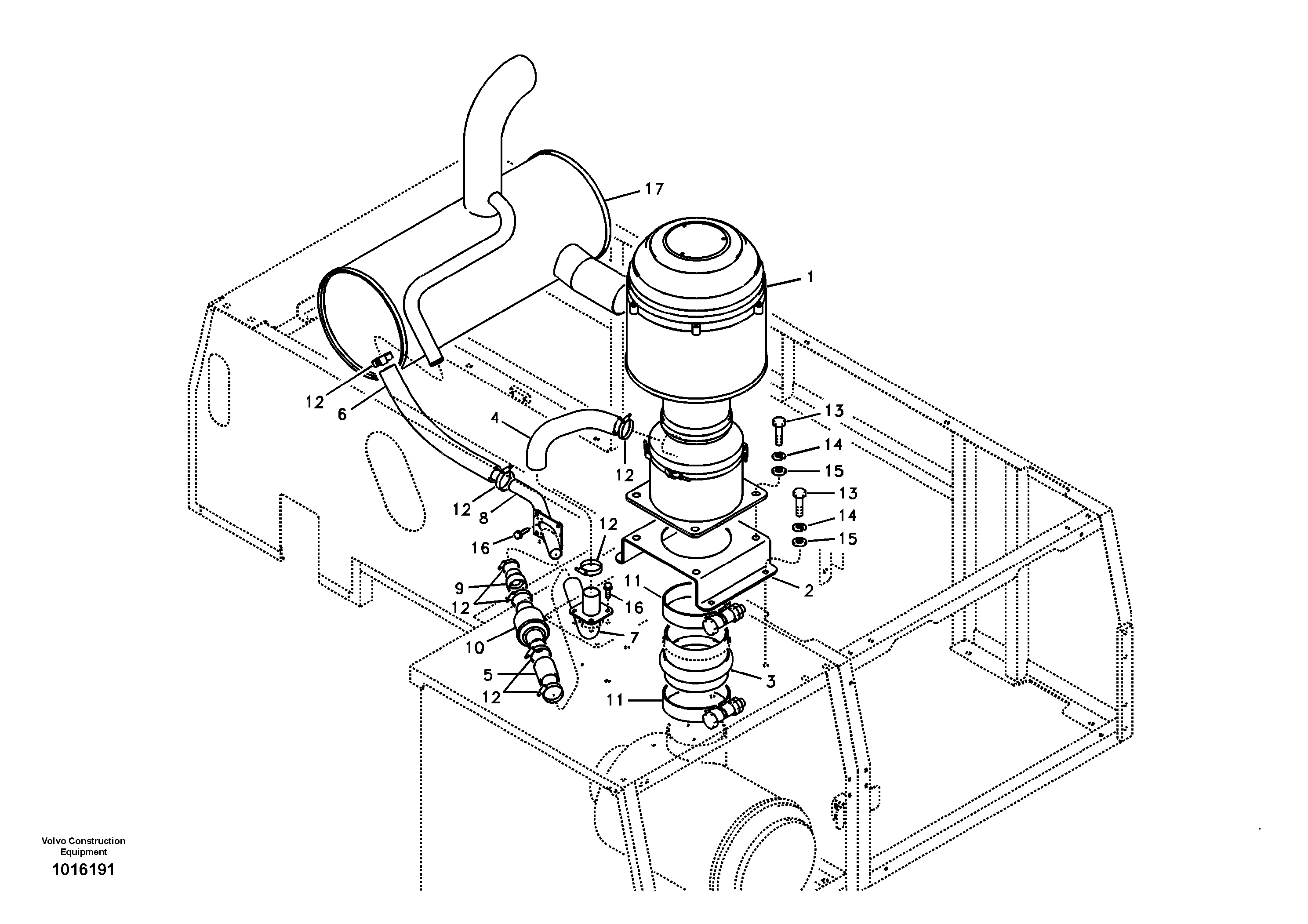 Схема запчастей Volvo EC240B - 32149 Inlet system, pre-cleaner EC240B SER NO INT 12641- EU & NA 80001-