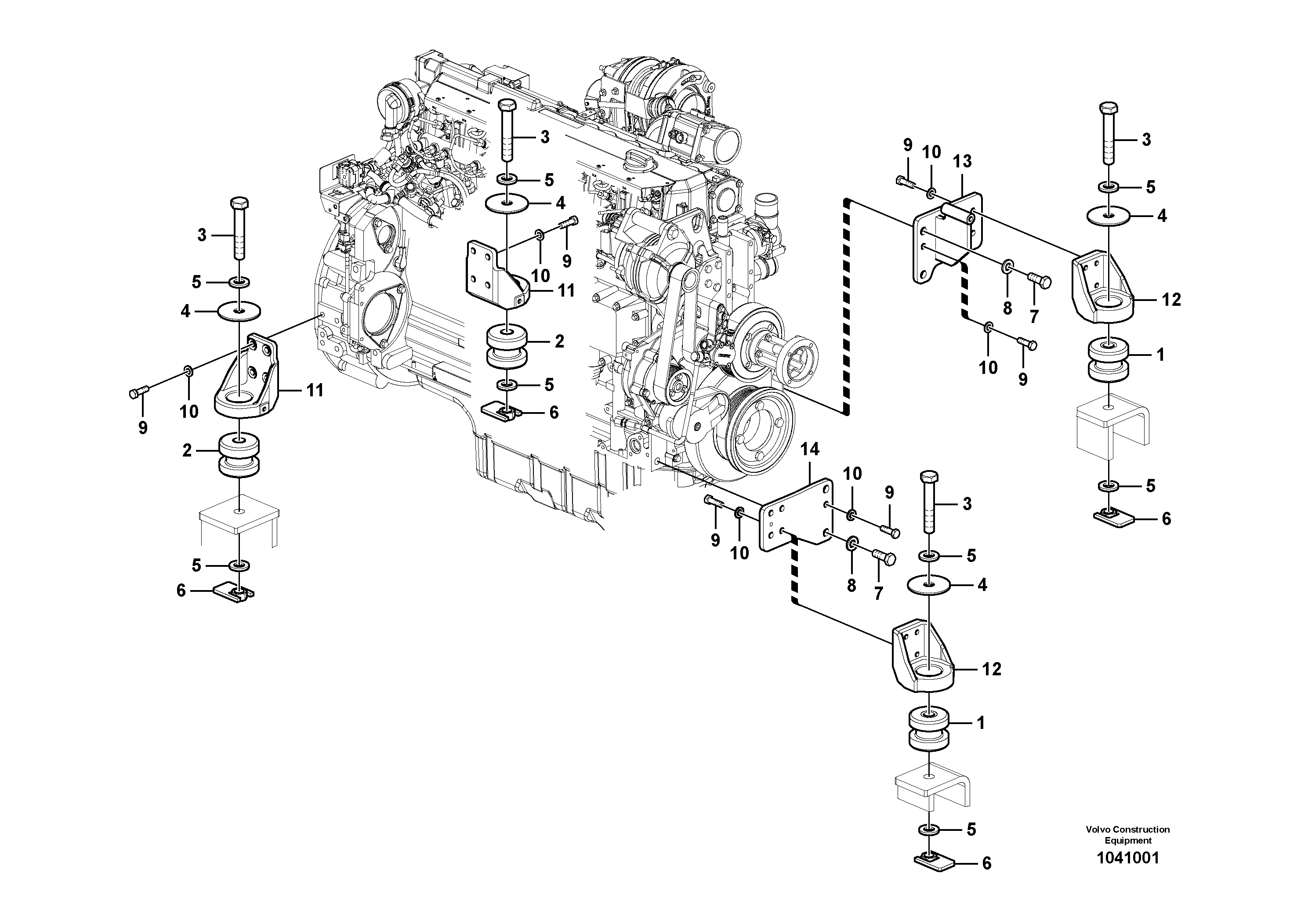 Схема запчастей Volvo EC240B - 90530 Установка двигателя EC240B PRIME S/N 15001-/35001-